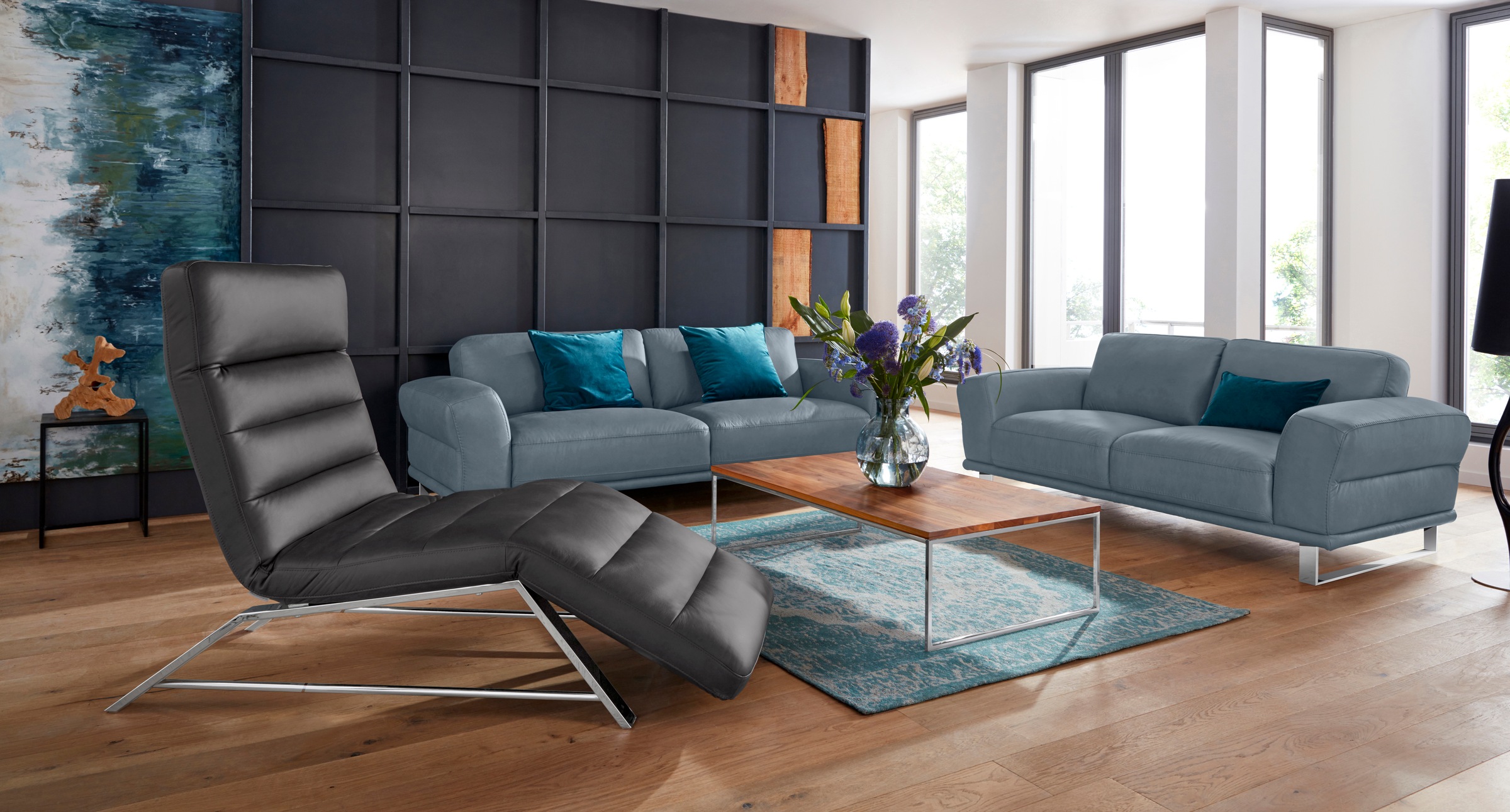 W.SCHILLIG 2,5-Sitzer »montanaa«, mit Metallkufen in Chrom glänzend, Breite 232 cm