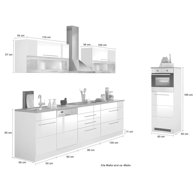 HELD MÖBEL Küchenzeile »Wien«, Breite 350 cm, wahlweise mit E-Geräten und  Induktion auf Raten kaufen