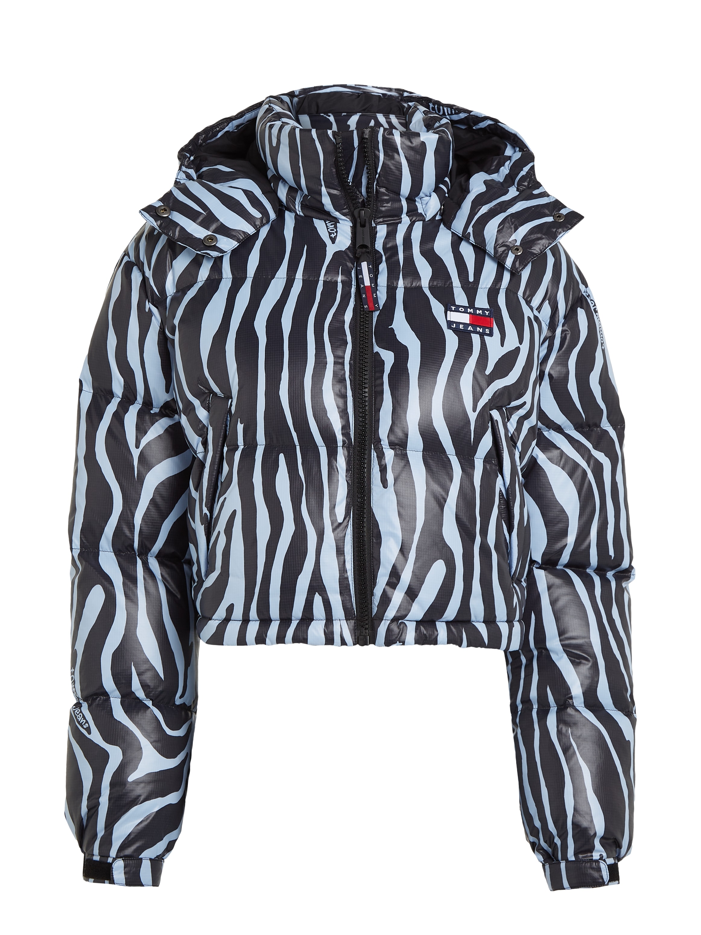 Tommy Jeans Steppjacke »TJW CRP ZEBRA ALASKA PUFFER«, mit Kapuze, mit Zebra Streifen