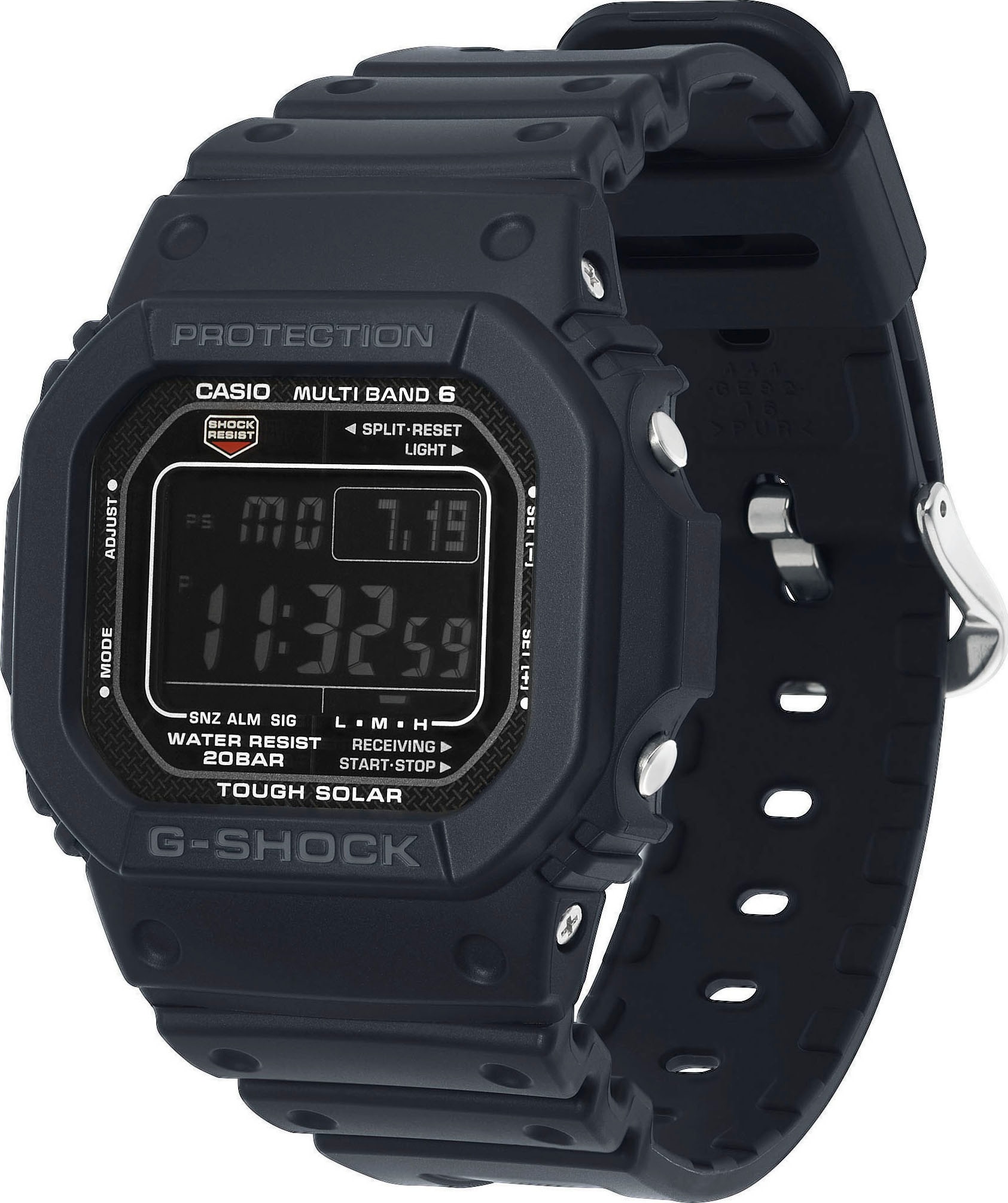 CASIO G-SHOCK Funkchronograph, Solaruhr, Armbanduhr, Herrenuhr,digital,bis 20bar wasserd.Resinarmband