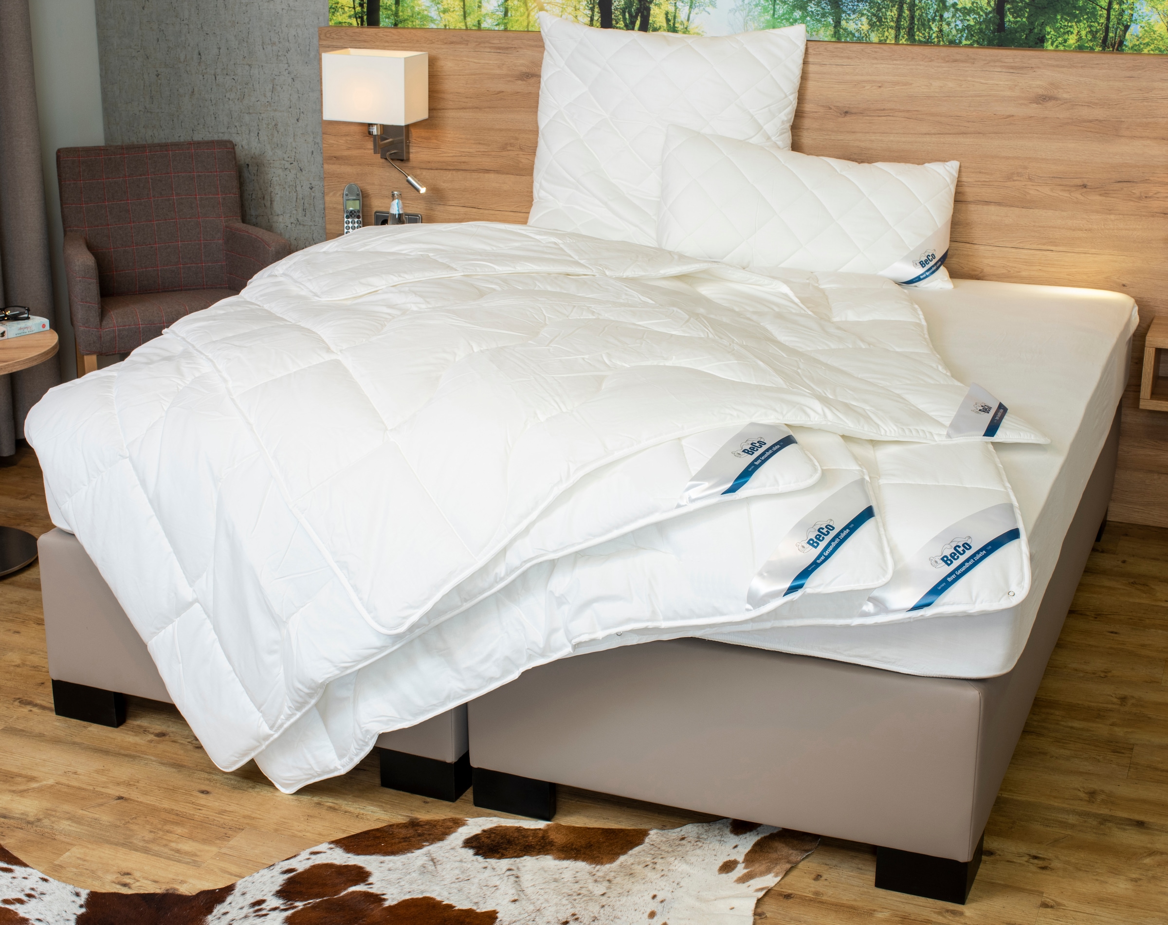 Beco Bettdecke + Kopfkissen »BeCo Medibett Made in Green«, (Spar-Set, 2 St., 1 Bettdecke und 1 Kopfkissen)