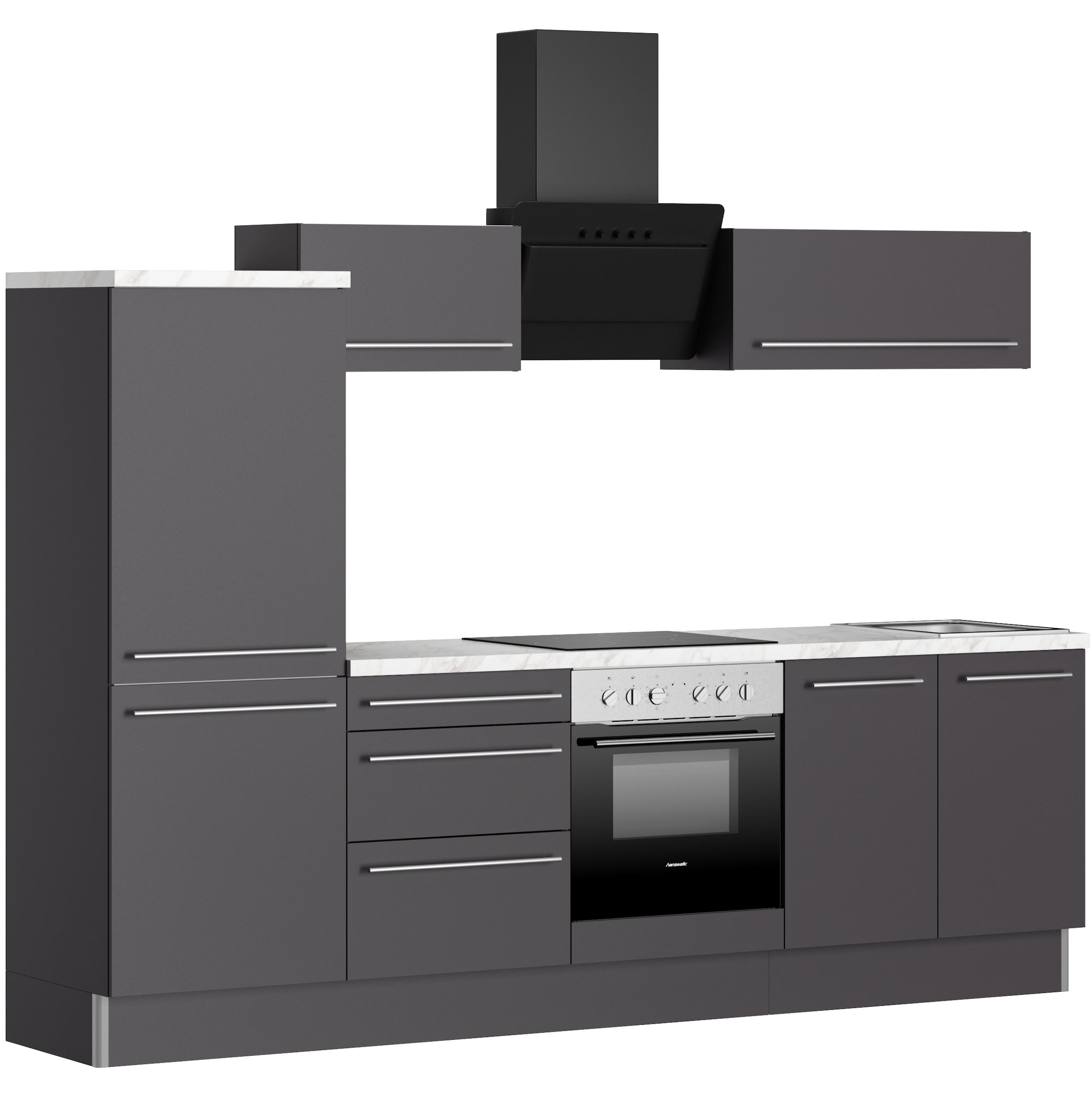 KOCHSTATION Küche »KS-Bern2« Breite 270 cm, wahlweise mit E-Geräten, Seitenverkehrt stellbar