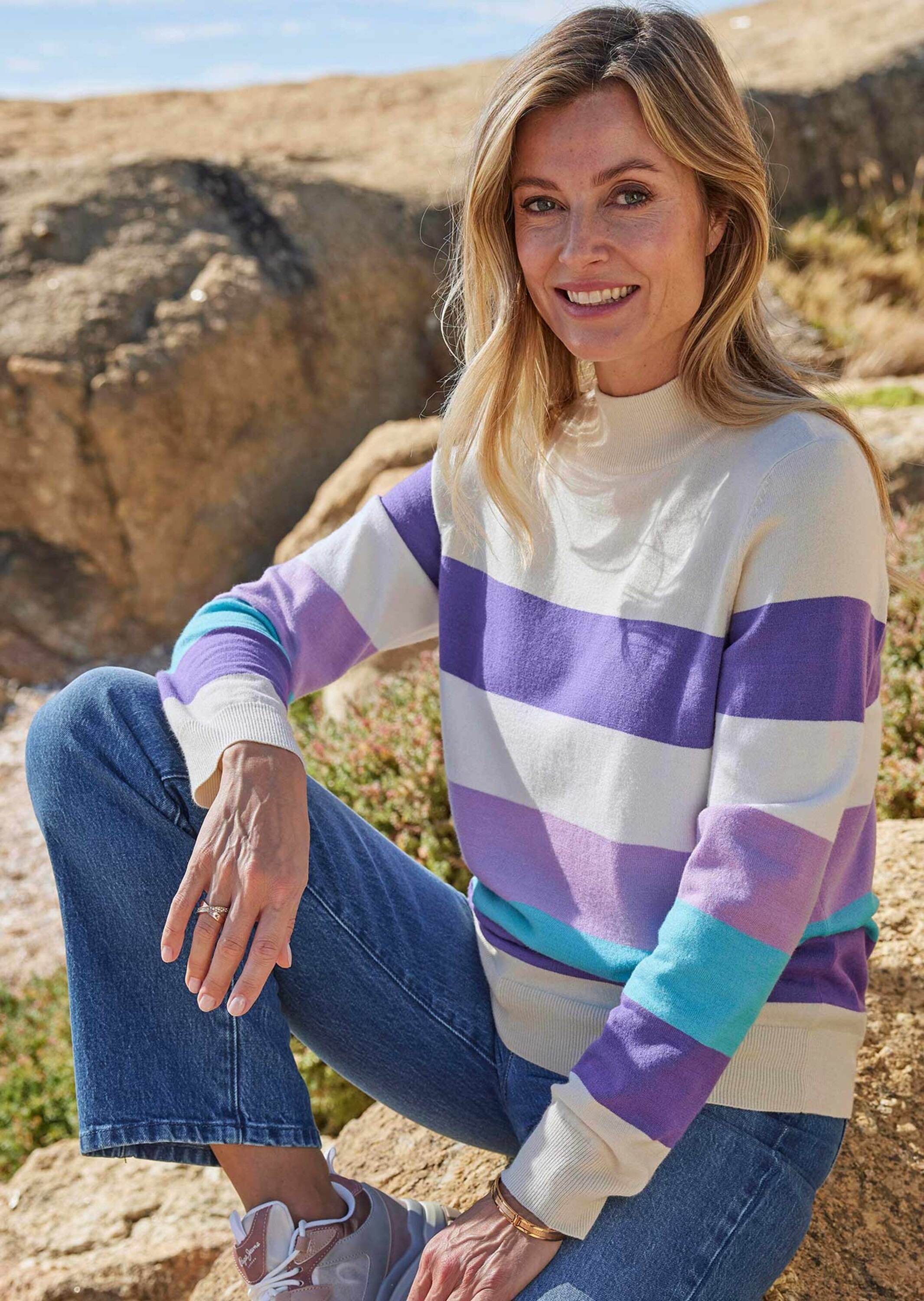 GOLDNER Rundhalspullover »Kurzgröße Strickpullover« Stehbund mit Rippe