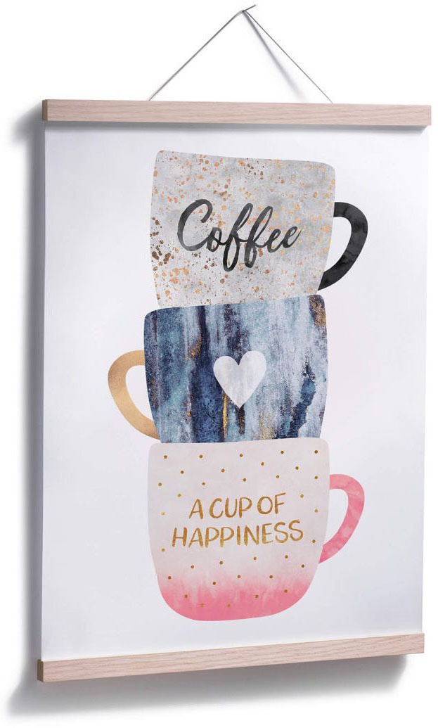 Wall-Art Poster »A cup (1 bestellen auf Schriftzug, St.) happiness«, Rechnung of