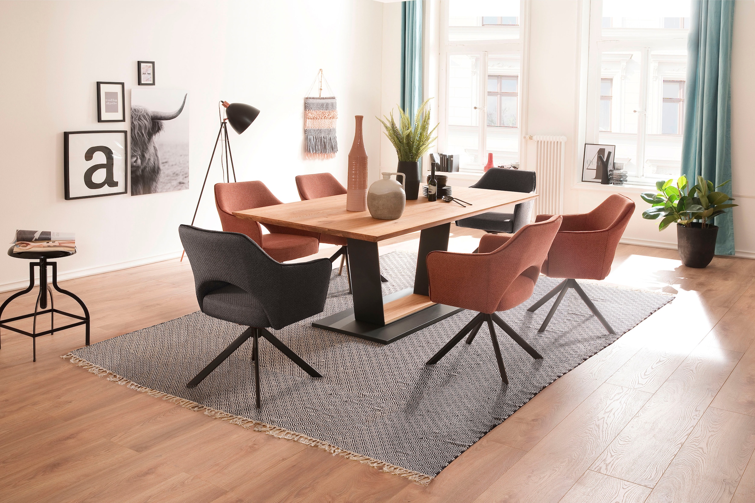 MCA furniture 4-Fußstuhl »Tonala«, 180° kaufen Velourstoff St., grob, Set, Rechnung 2 drehbar Nivellierung mit auf