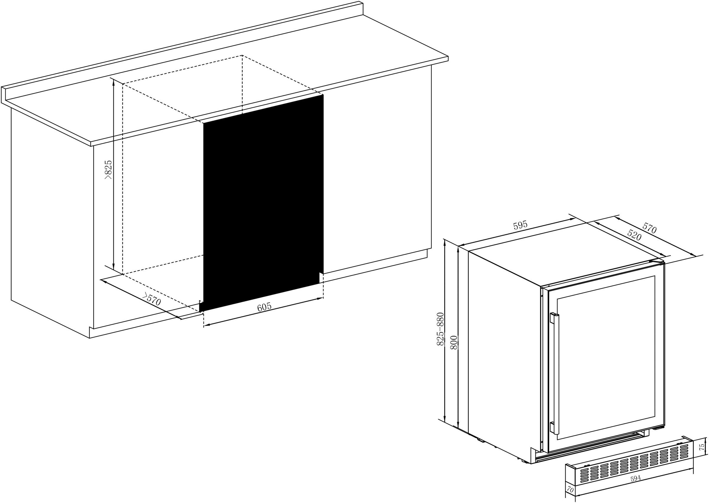 Amica Weintemperierschrank »WK 341 111 E«, für 46 Standardflaschen á 0,75l, Standkühlschrank