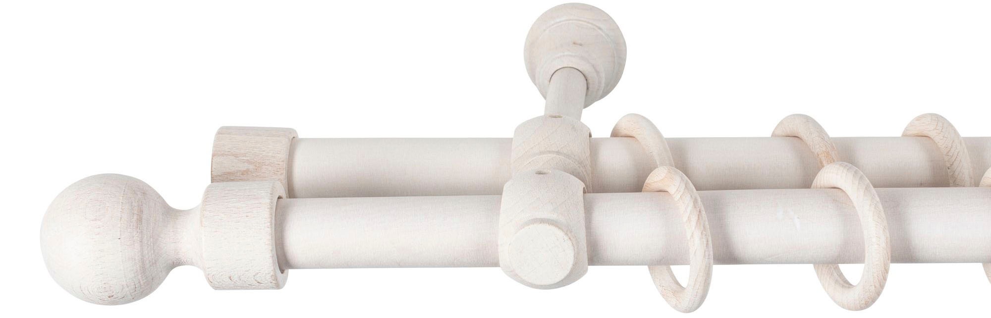 SN DECO GROUP Gardinenstange »Giro«, 2 läufig-läufig, Fixmaß, 28 mm, Holz, verschiedene Längen und Farben, Komplettset