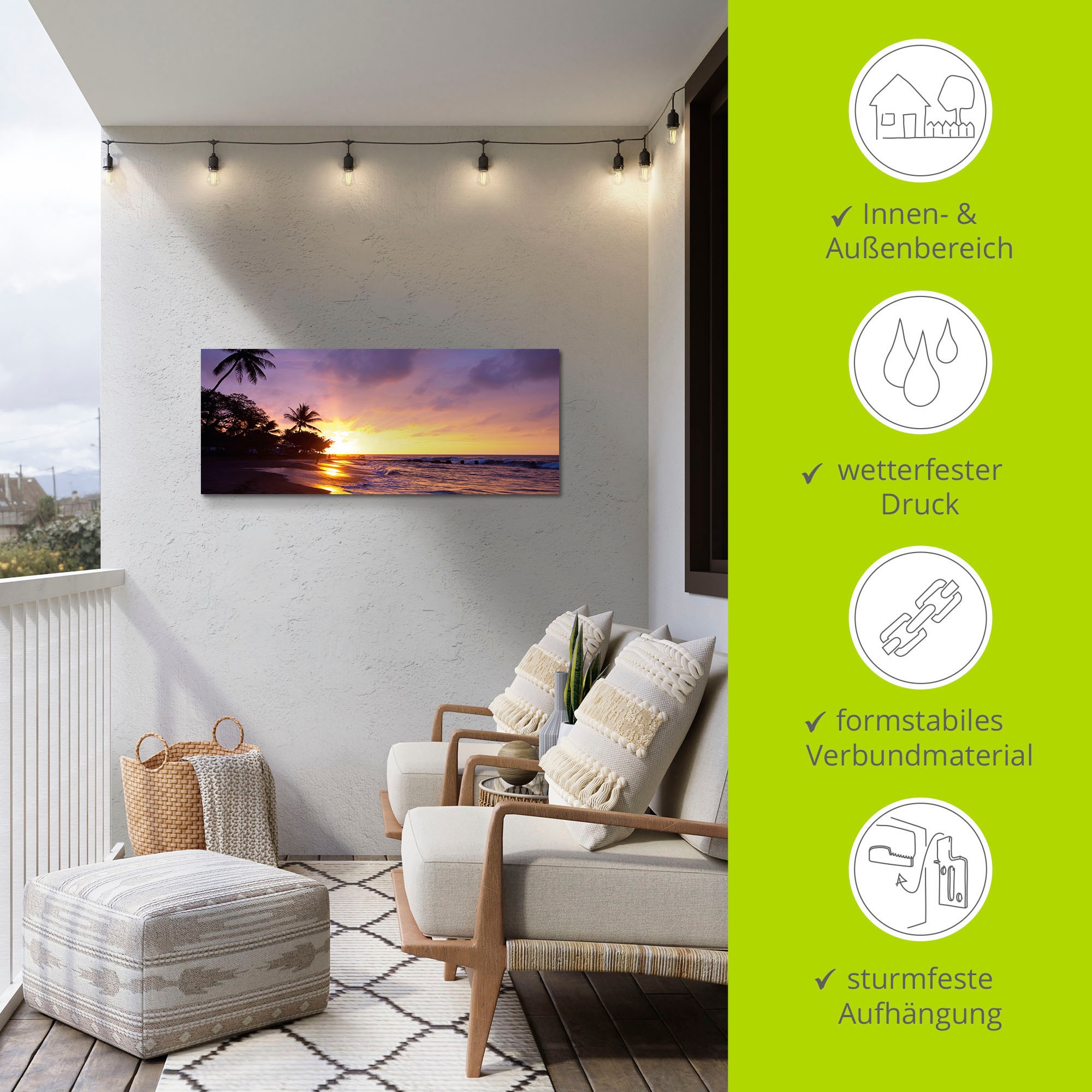 Artland Wandbild »Tropischer Strand« Sonnenaufgang & -untergang 1 Stk. tlg. als Alubild, Poster in verschied. Größen