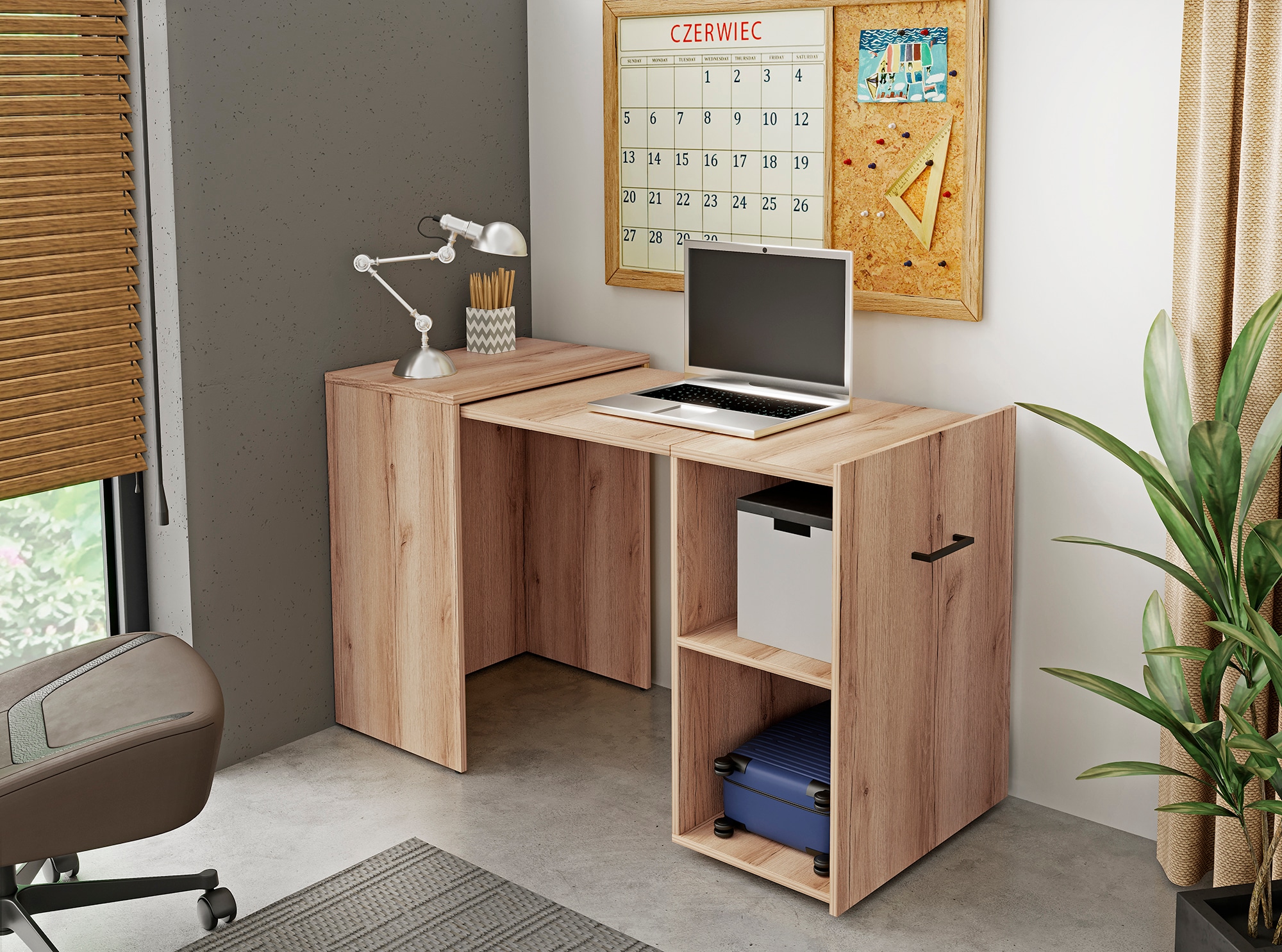 Helvetia Schreibtisch »Smart«, platzsparende Kommode ausziehbar zu einem kompletten Arbeitsplatz