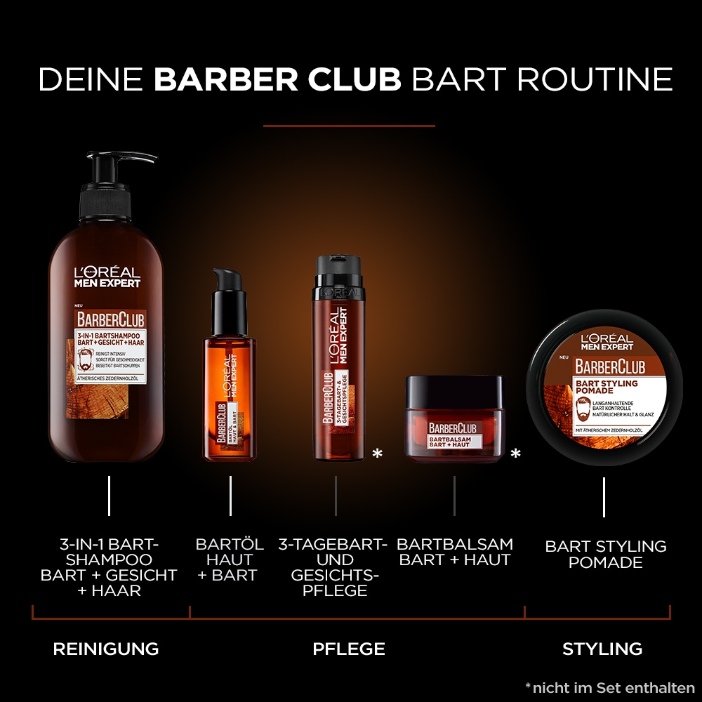 im tlg.), EXPERT Club Premium«, Garantie die ganze mit XXL PARIS Bartpflege-Set Jahren coolen Jutebeutel »Barber MEN (5 L\'ORÉAL Bartpflegeroutine 3