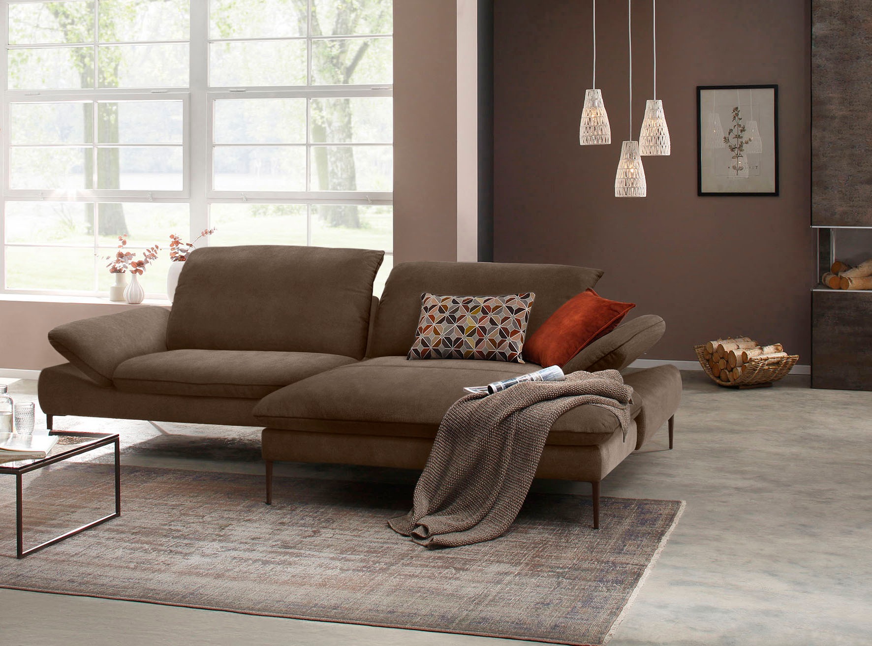 W.SCHILLIG Ecksofa »enjoy&MORE, Designsofa, elegant und bequem, L-Form«, Sitztiefenverstellung, Füße bronze pulverbeschichtet, Breite 294 cm