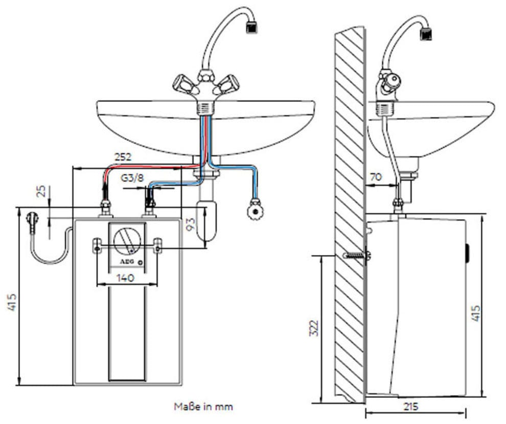 AEG-Haustechnik Kleinspeicher »Huz 5 Basis, Untertischboiler 5 Liter«, Niederdruck, mit Stecker