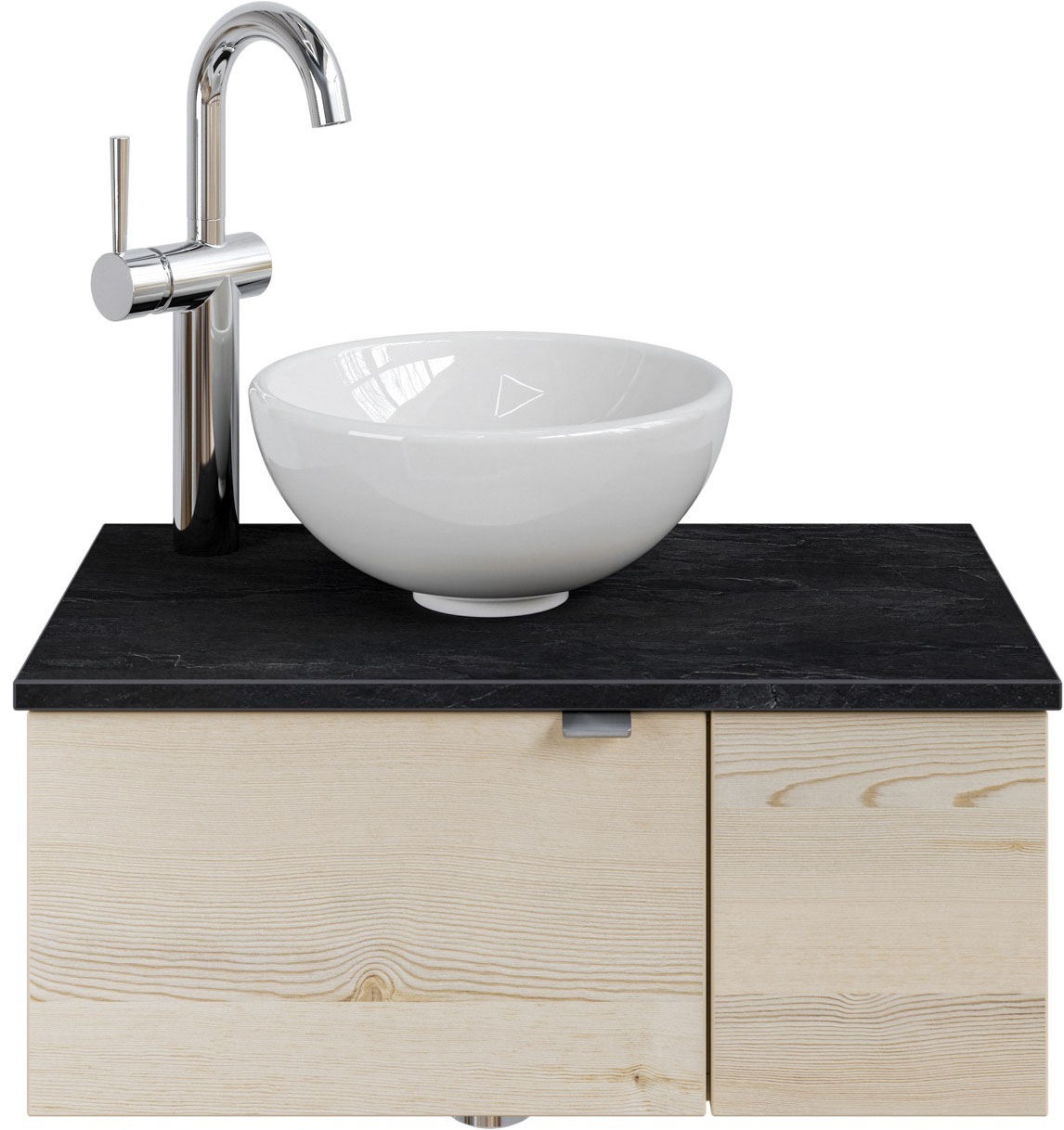 Saphir Waschtisch »Serie 6915 Waschschale mit Unterschrank für Gästebad, Gäste WC«, 61 cm mit Keramik-Aufsatzbecken, 2 Türen und 1 Fach