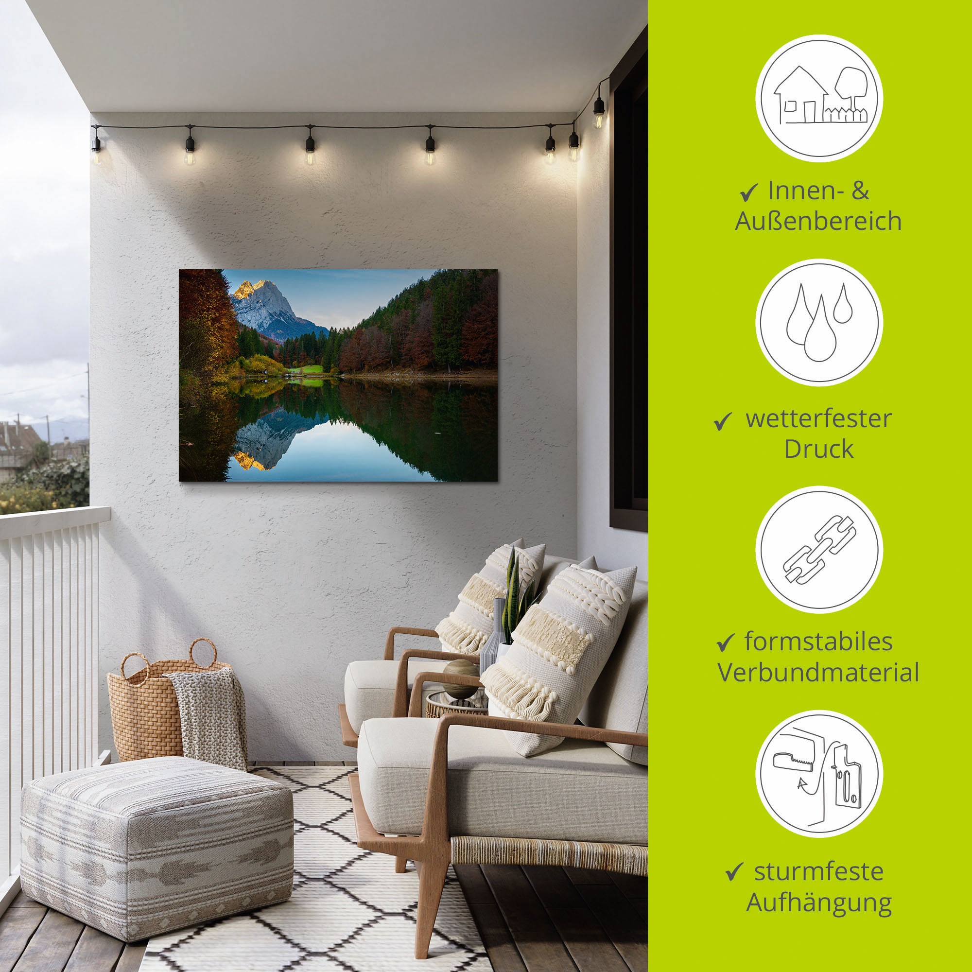 Artland Wandbild »Herbst am Rießersee«, Berge & Alpenbilder, (1 St.), als Alubild, Outdoorbild, Leinwandbild in verschied. Größen