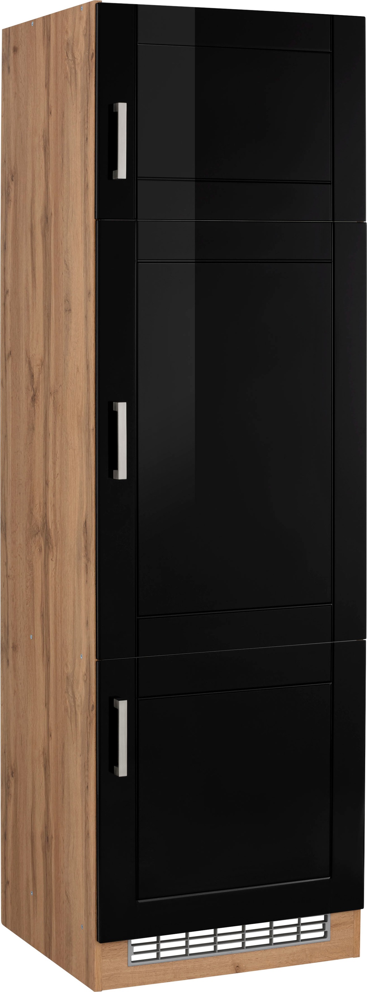 KOCHSTATION Kühlumbauschrank "KS-Tinnum" 60 cm breit, 200 cm hoch, Metallgriffe, mit Nischenmaß 88 cm