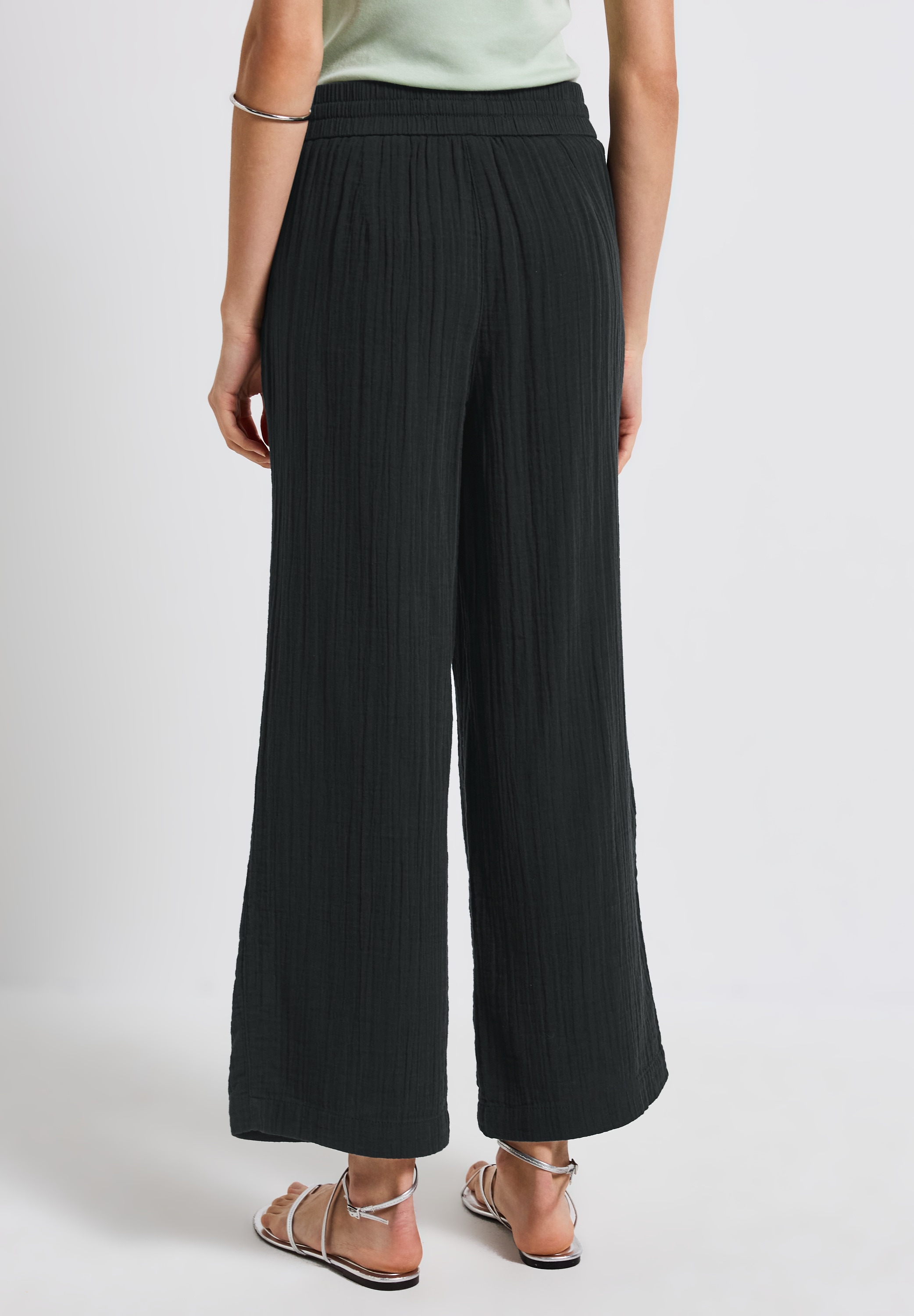 STREET ONE Stoffhose, mit elastischem Bund und Tunnelzug, im Musselin-Look
