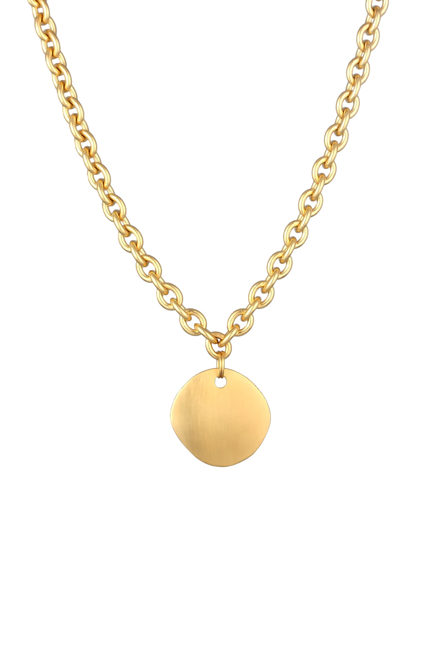 Elli Premium Kette mit Anhänger »Halskette Plättchen Gliederkette 925 Sterling Silber vergoldet«