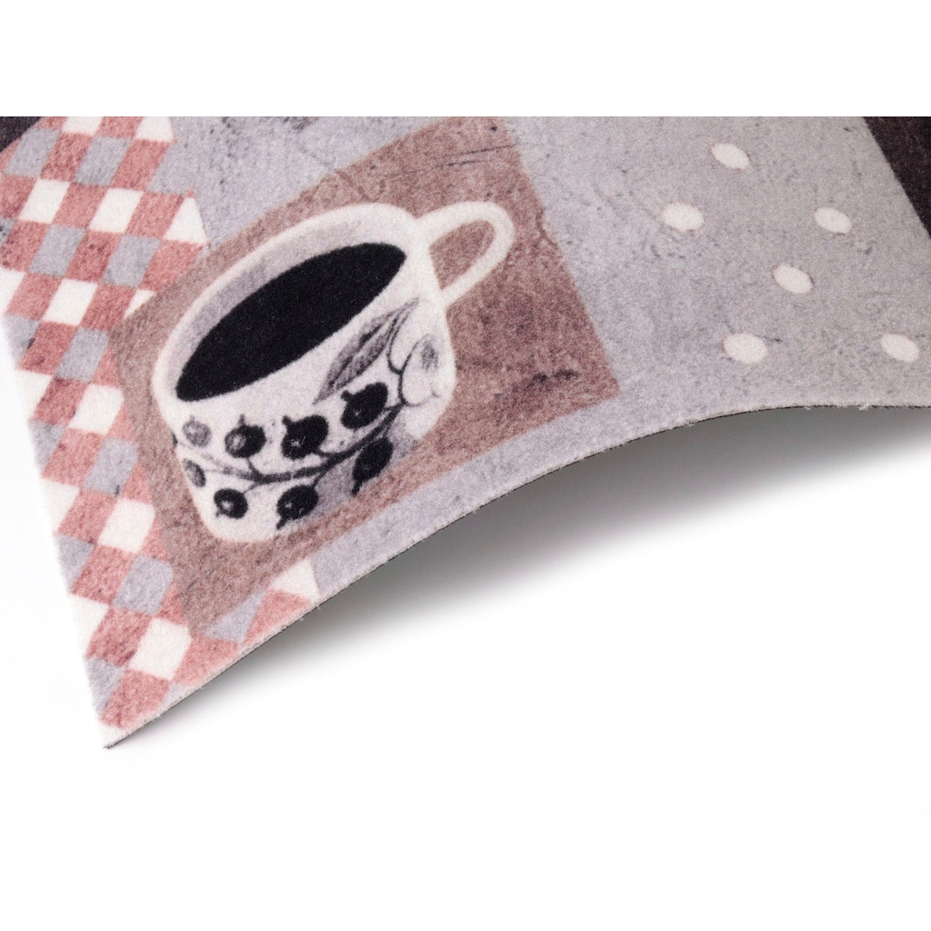 Primaflor-Ideen in Textil Küchenläufer »Küchenläufer BON CAFE«, rechteckig, 5 mm Höhe, mit Schriftzug & Motiv Kaffee, rutschhemmend, waschbar, Küche