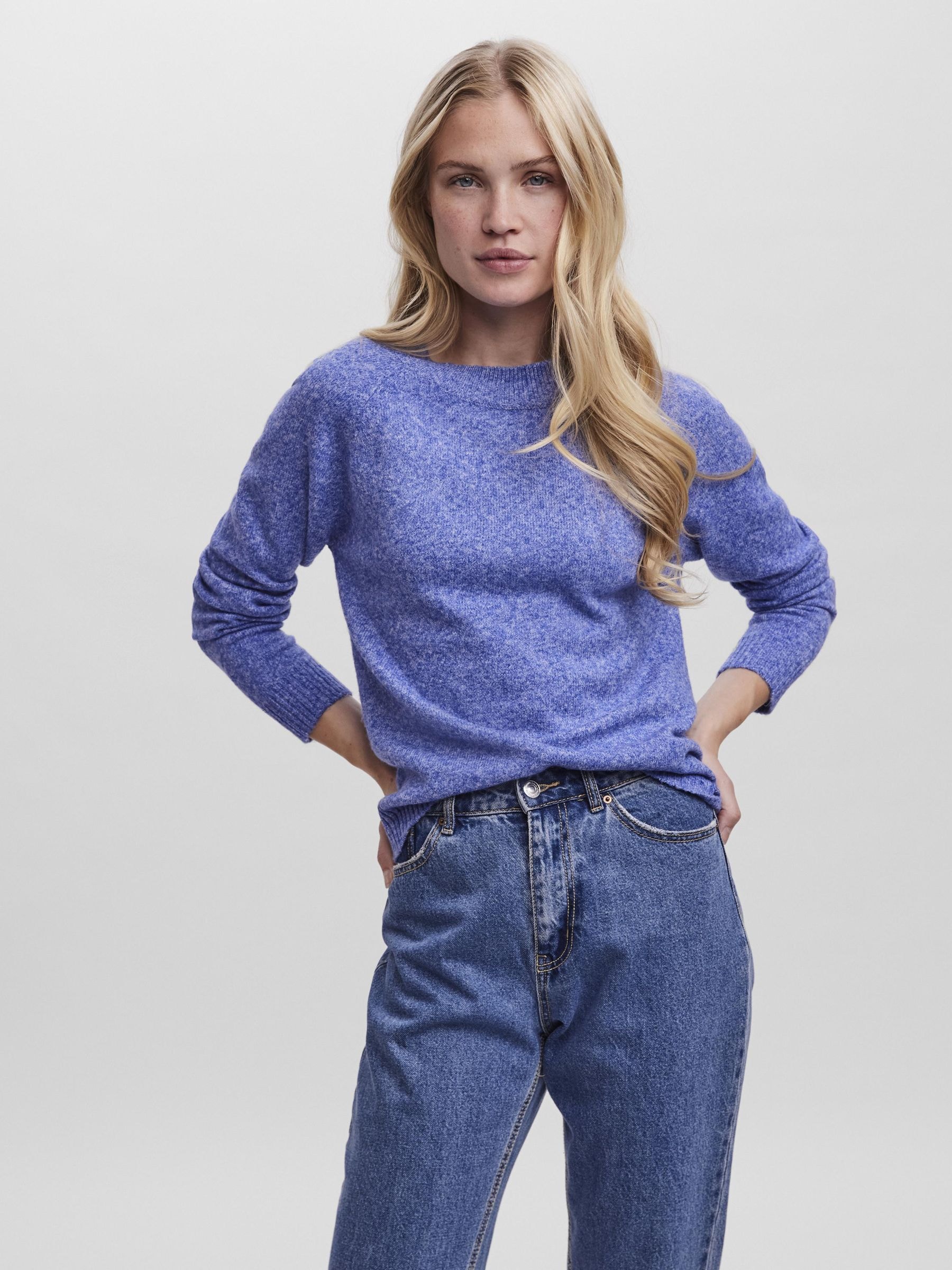 Vero Moda 1100000002199 »VMDOFFY LS O-NECK BLOUSE GA NOOS« Materialmix, regular fit