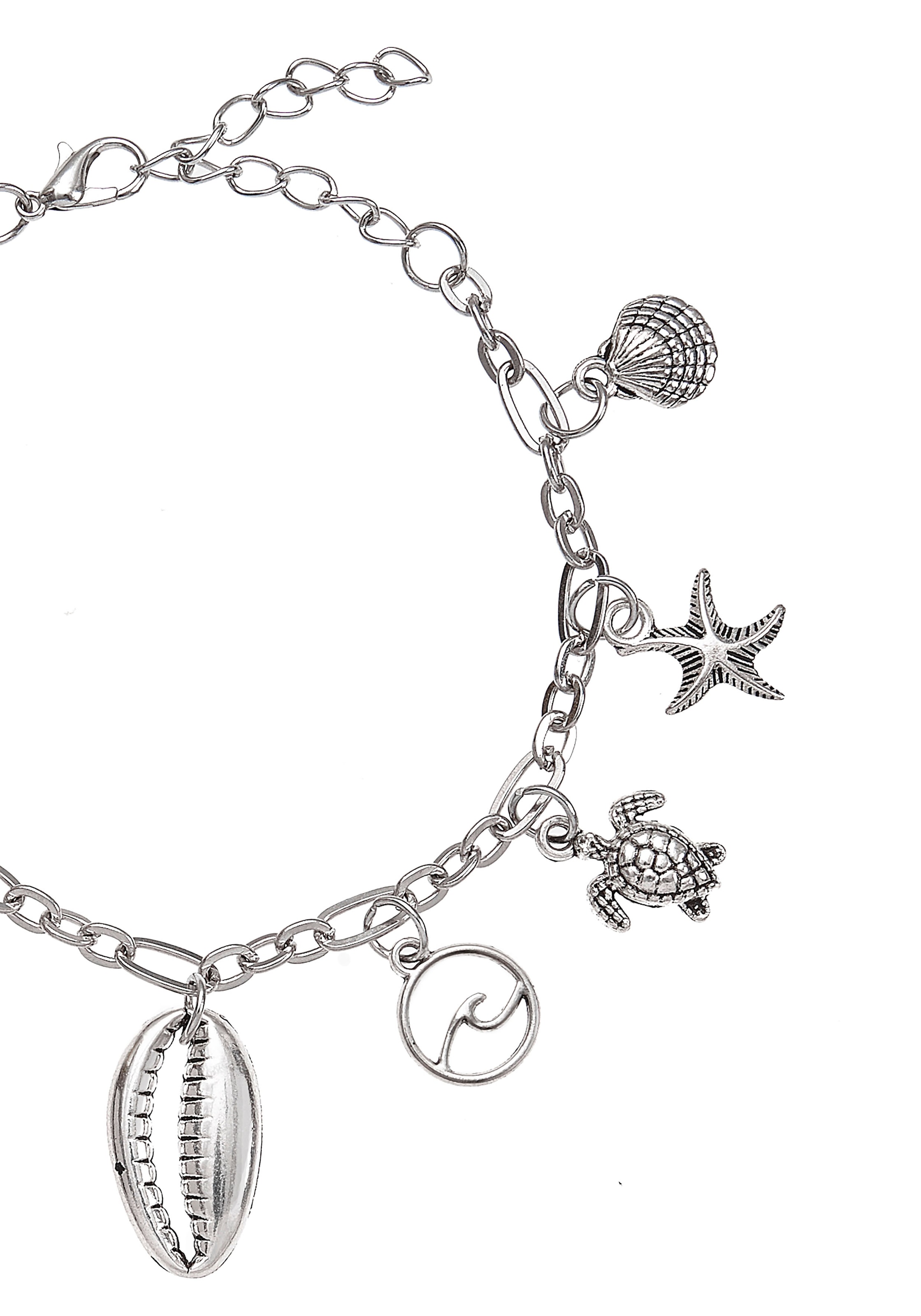 LASCANA Fußkette mit Anhänger Seestern,Muschel,Schildkröte,Fußketten Set,Fußkettchen mit Anhänger