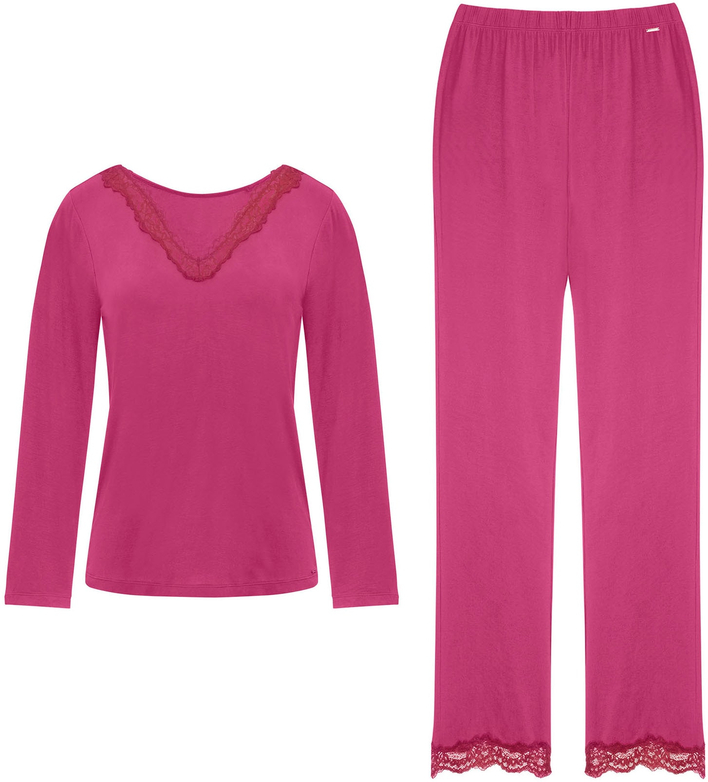 Dorina Pyjama »ORIGINS«, (2 tlg.), Spitze, weich, Langarm, bequem, feminin