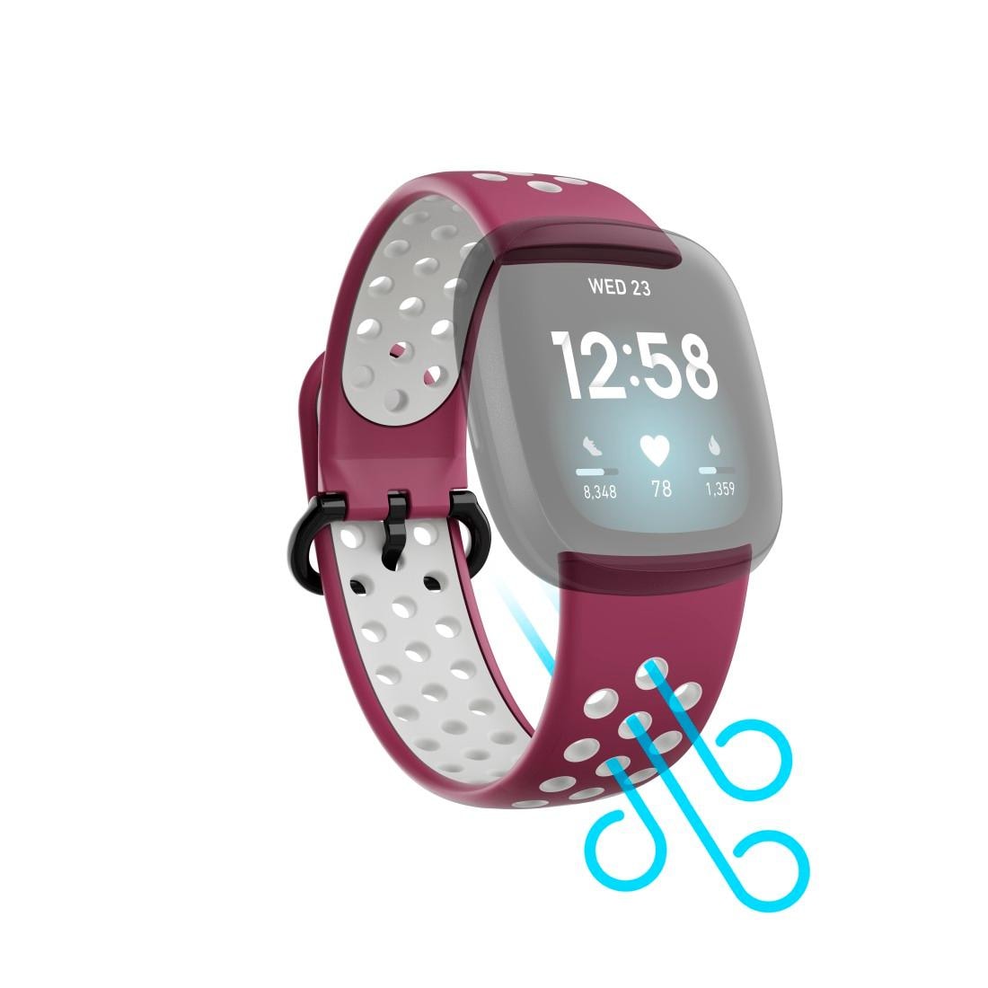 Hama Smartwatch-Armband »Ersatzarmband für Fitbit 3 3/4/Sense Silikon, Jahre Garantie 22 cm« XXL (2), cm/21 | ➥ UNIVERSAL Versa