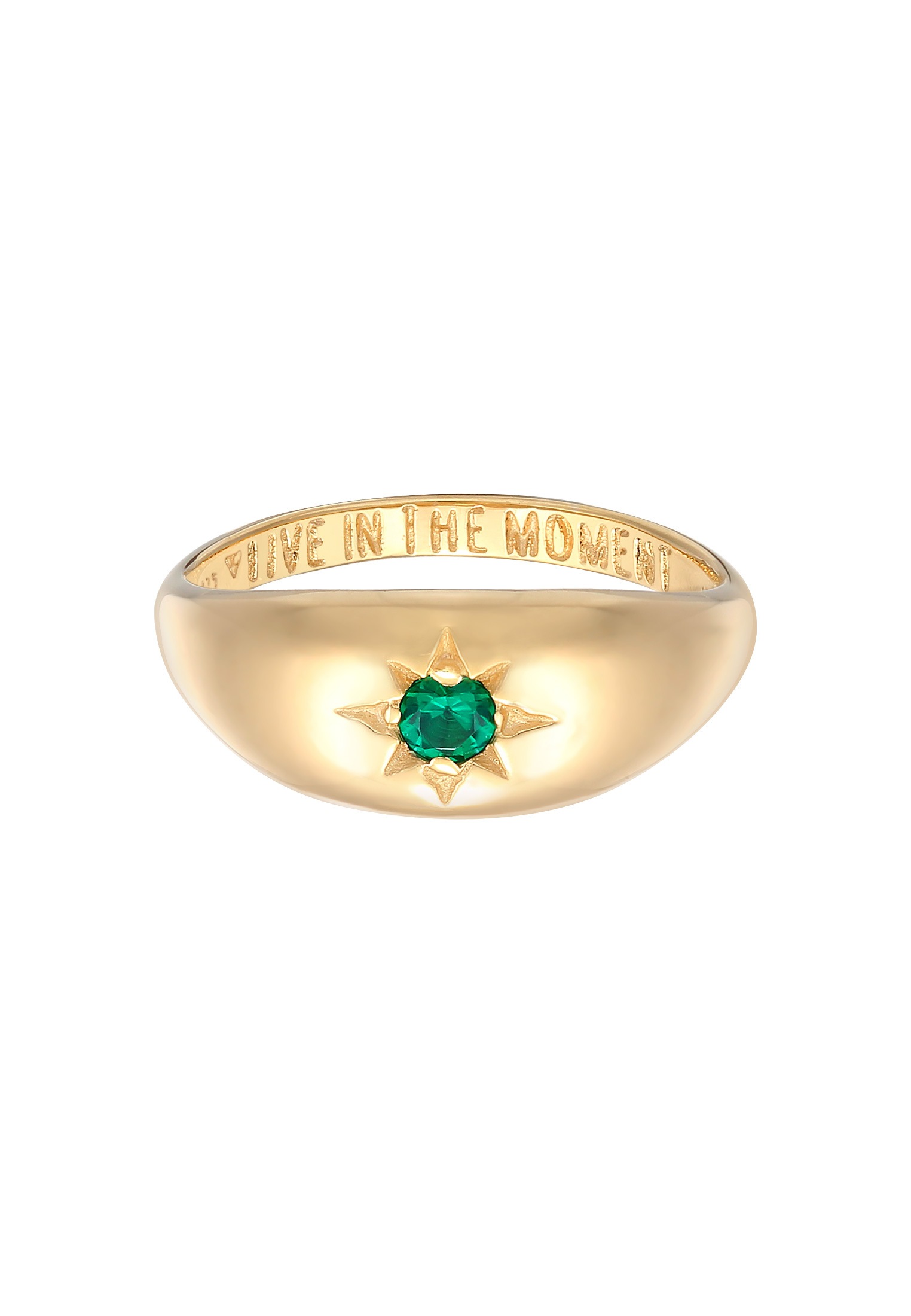 HAZE & GLORY Silberring »Ring Siegelring Smaragd - Moment 375 Gelbgold«