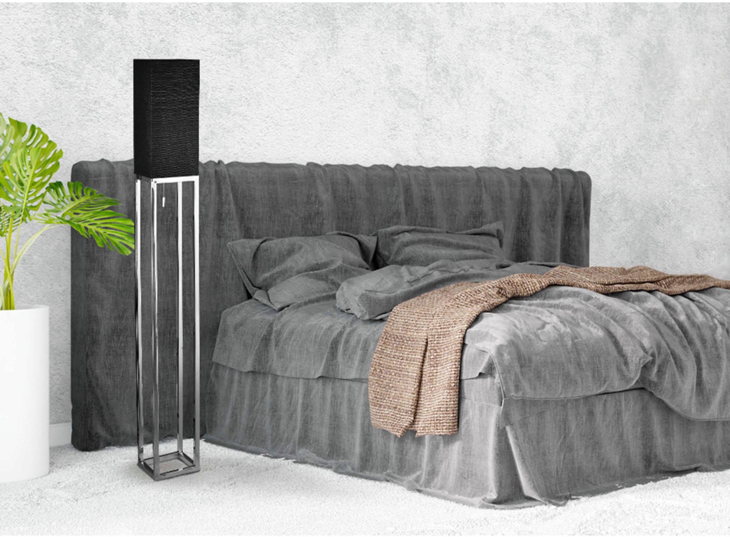 näve Stehlampe »Alfa«, 1 flammig, Leuchtmittel E27 | ohne Leuchtmittel, Flurleuchte H: 150,5cm, 1xE27, dunkelgrau/chrom, IP20