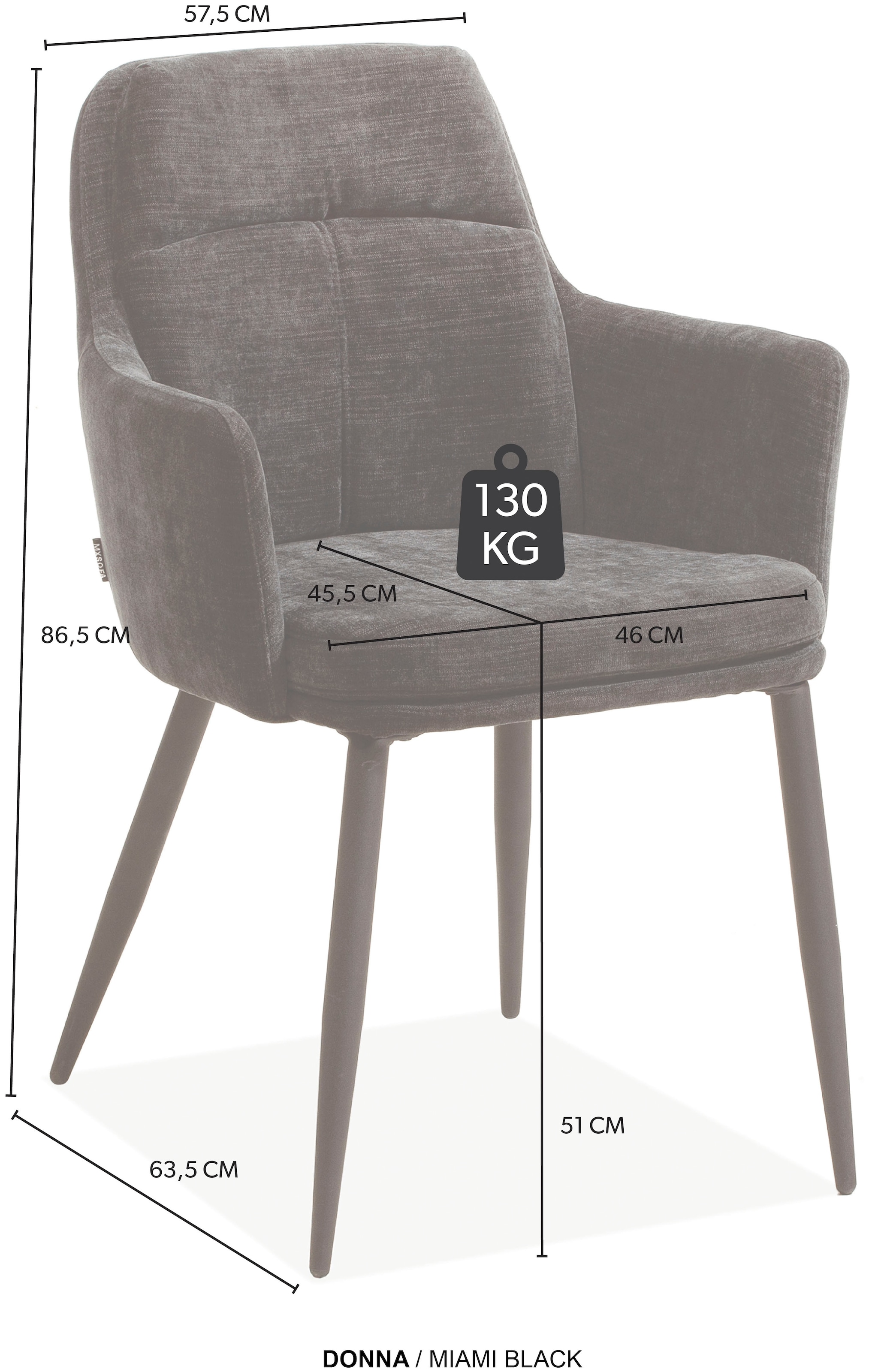 OMG Design Armlehnstuhl »Donna« (Set) 1 Stk.Schalenstuhl, bequem gepolstert, Esszimmerstuhl