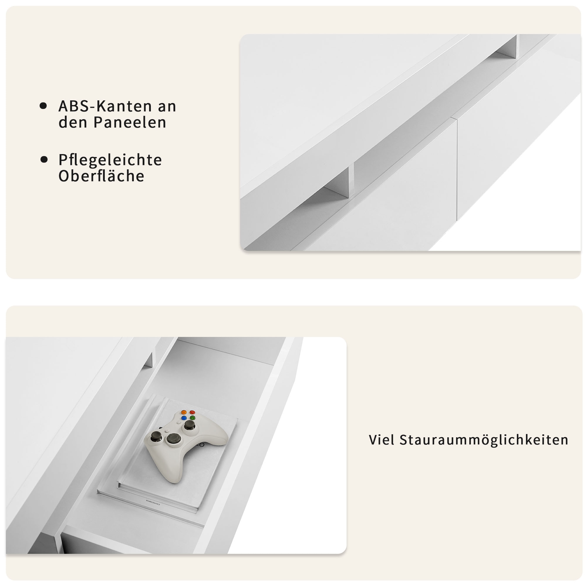 INOSIGN TV-Board »Cassy«, Hochglanz-Fronten, viel Stauraum und Metallschienen, Breite 200 cm