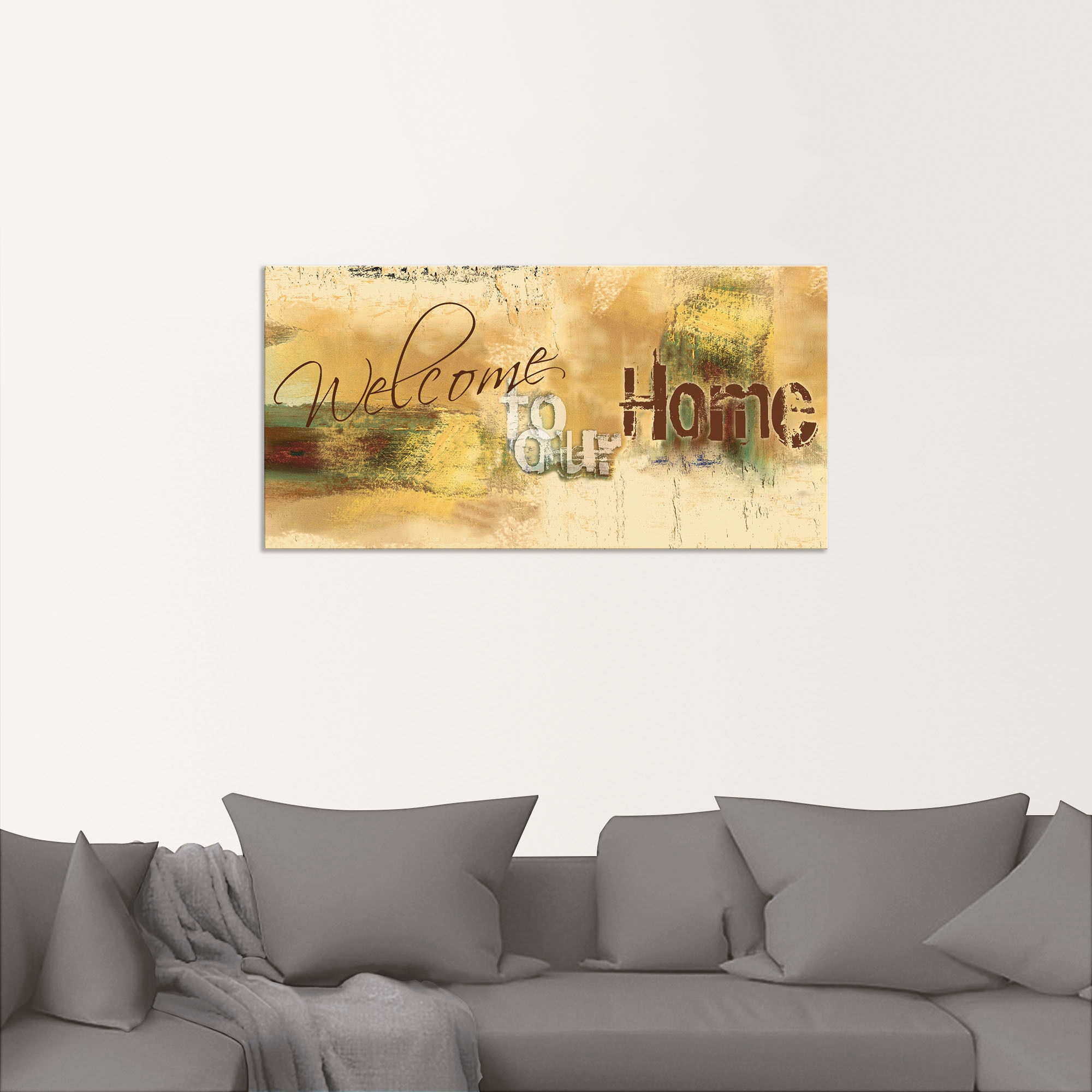 Artland Wandbild »Willkommen in unserem Zuhause«, Sprüche & Texte, (1 St.), als Alubild, Outdoorbild, Leinwandbild, Poster, Wandaufkleber