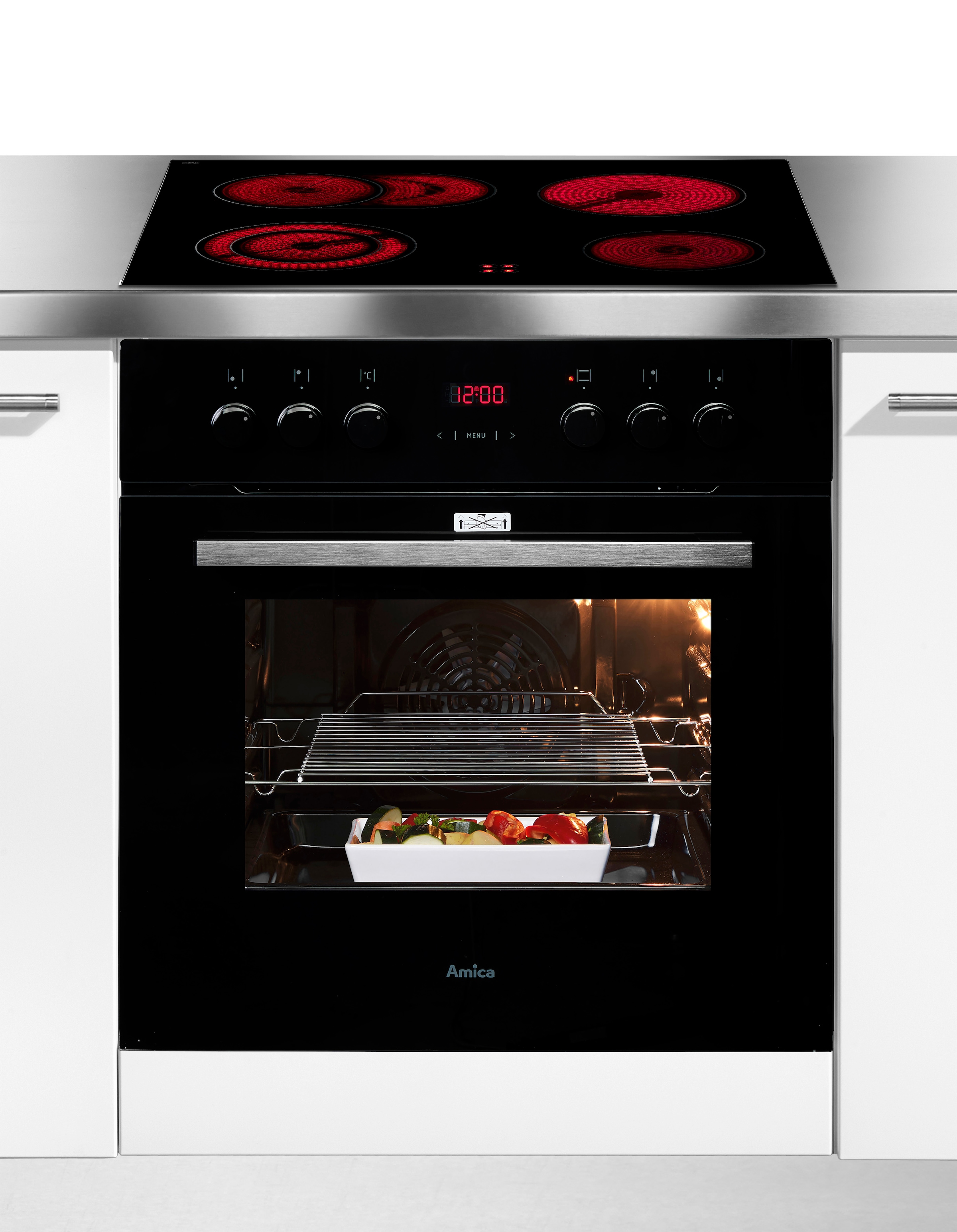 Amica Elektro-Herd-Set »EHC 933 333 S« Sicher kochen, bester Überblick – Reinigung im Handumdrehen
