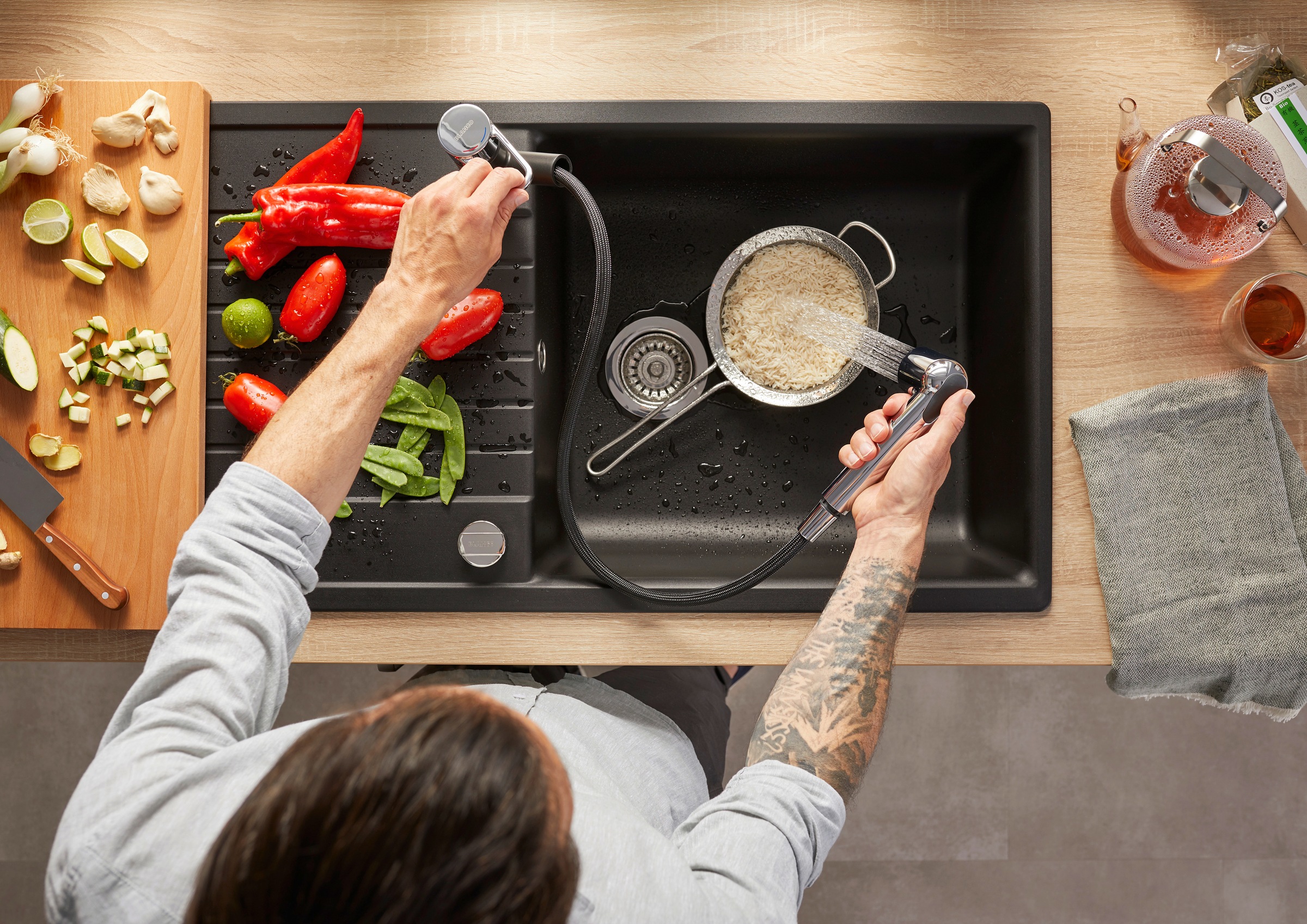 Blanco Küchenarmatur »BLANCOWEGA-S II« mit herausziehbare Zweistrahlbrause, Auslauf 180° schwenkbar