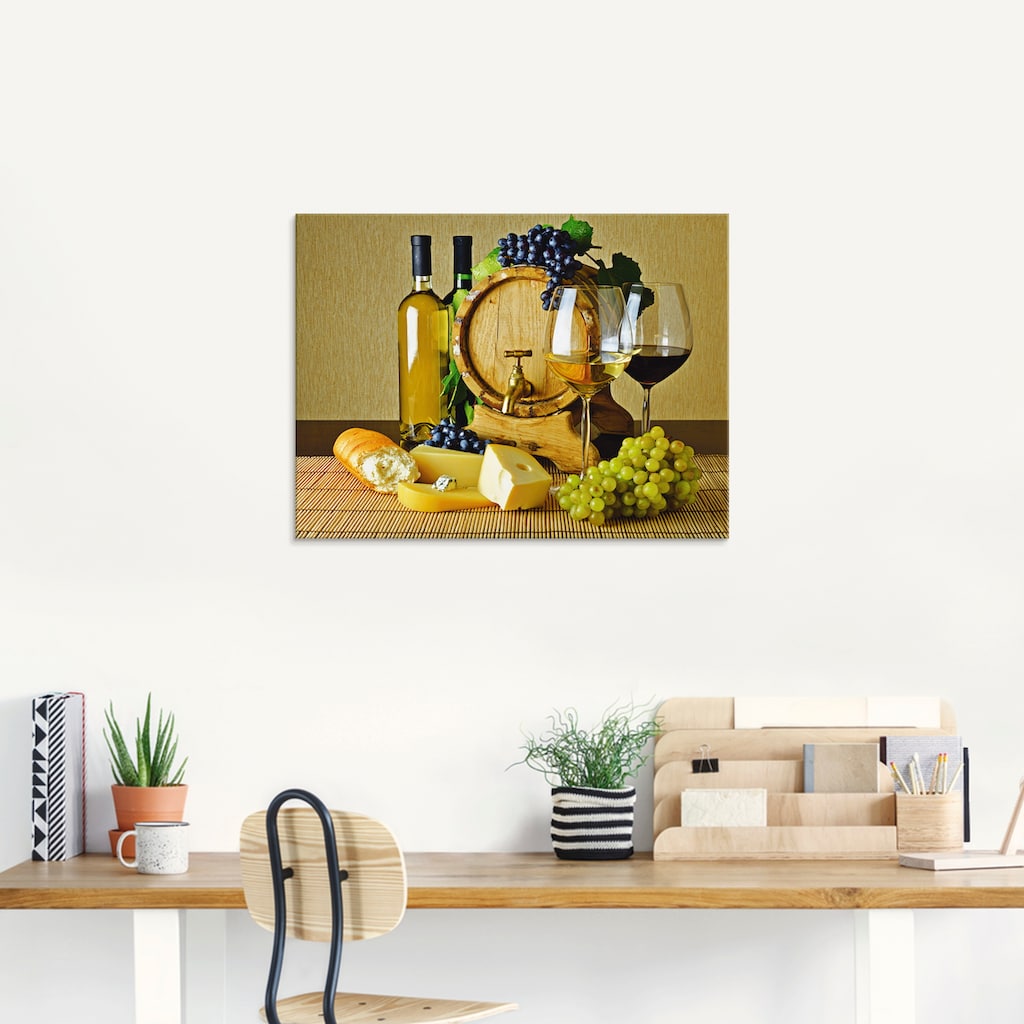 Artland Glasbild »Käse, Wein und Trauben«, Lebensmittel, (1 St.)