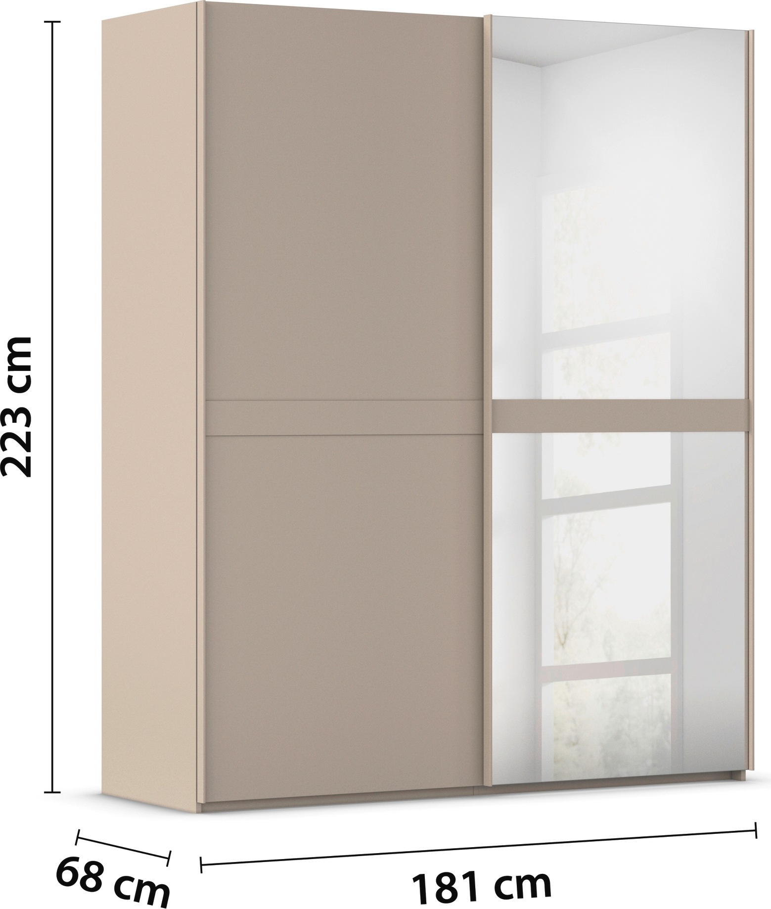 rauch Schwebetürenschrank »Kleiderschrank Schrank Garderobe Schlafzimmerschrank SCALE-LINE« edle Optik mit Bauchbinde in Korpusfarbe mit Spiegel MADE IN GERMANY