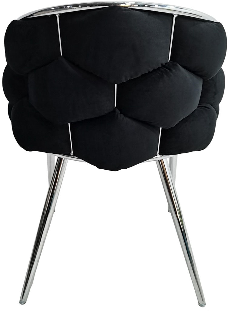 Kayoom Polsterstuhl »Stuhl Grace 125 2er-Set, Gestell aus Eisen, bequem gepolstert«, (Set), 2 St., Graziöses Design, absolutes Eye-Catcher, geflochtener Rücken