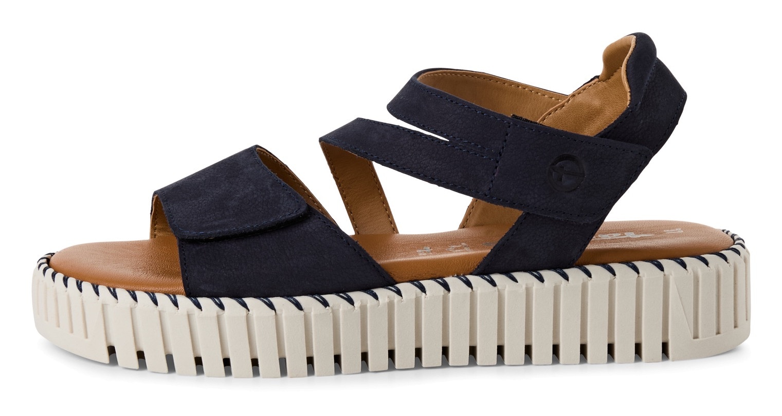 Tamaris Sandalette, Riemchensandale, Sommerschuh mit geriffelter Plateausohle