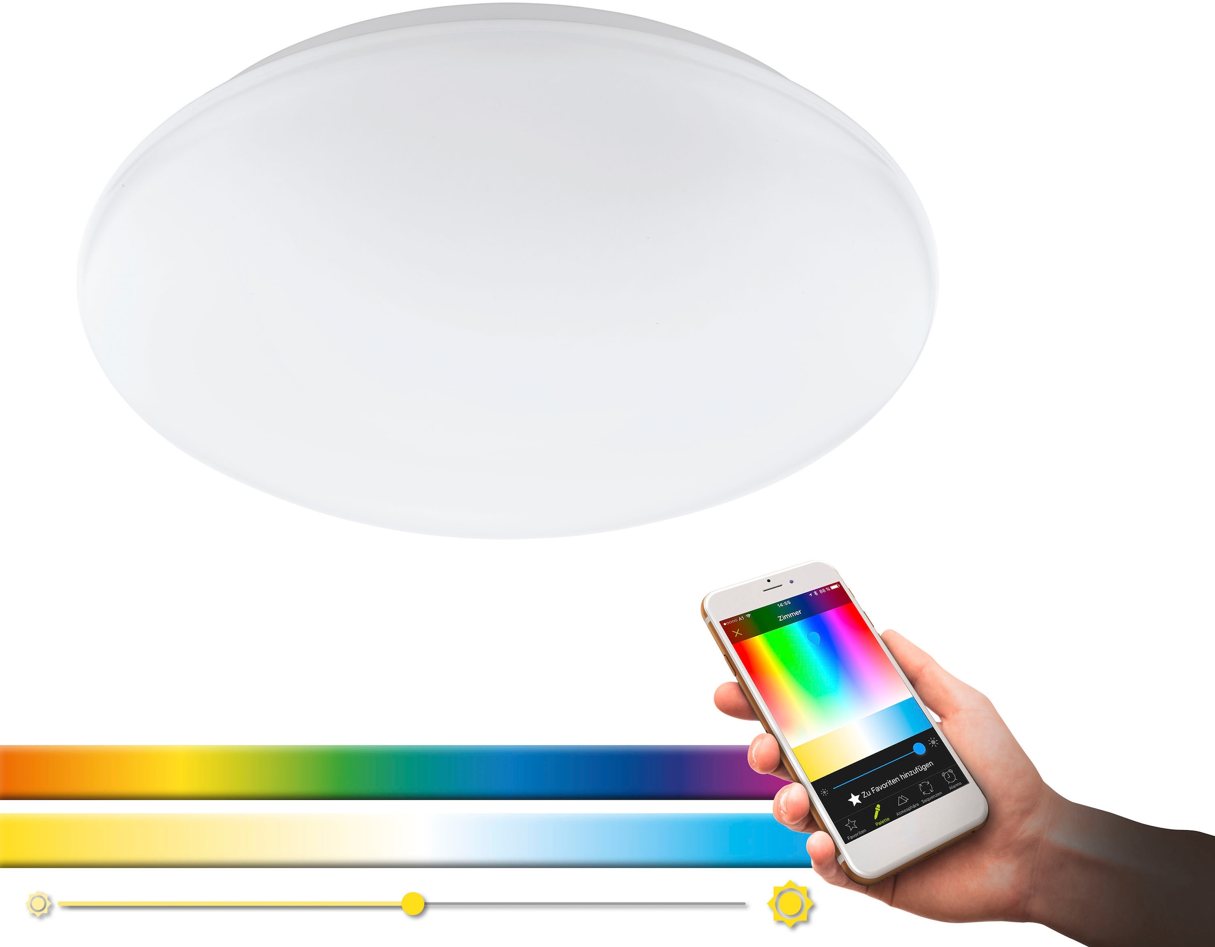 EGLO LED Deckenleuchte »GIRON-C«, 1 flammig, Leuchtmittel LED-Board | LED fest integriert, Smart Home Deckenlampe Ø30cm, dimmbar, Weißtöne und Farben einstellbar