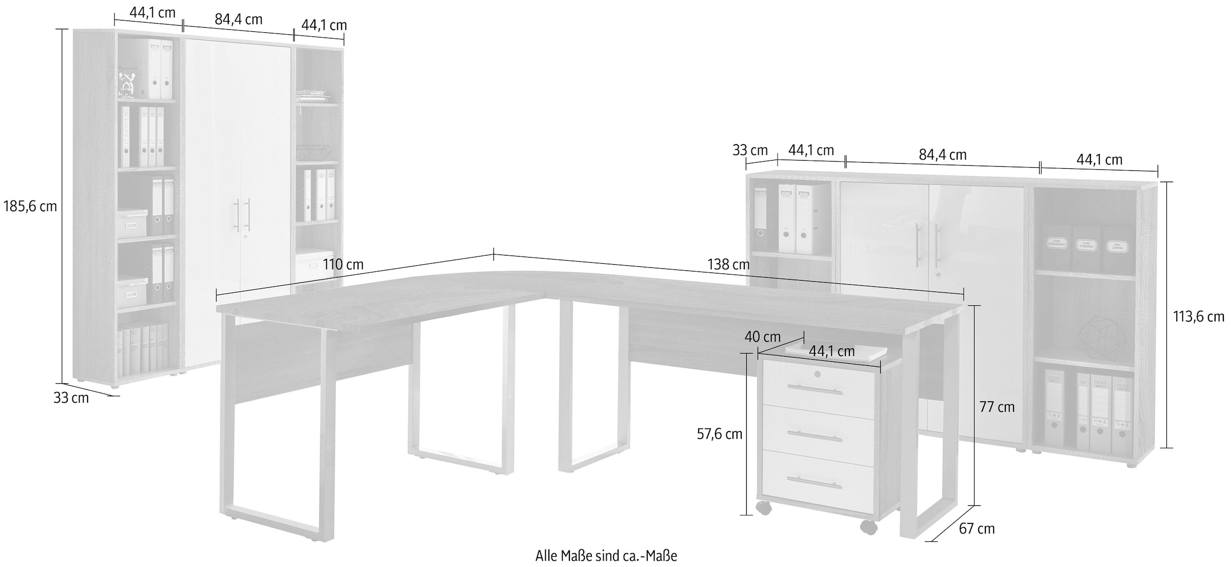 BMG Möbel Büromöbel-Set »Tabor Office«, (Set, 10 tlg.)