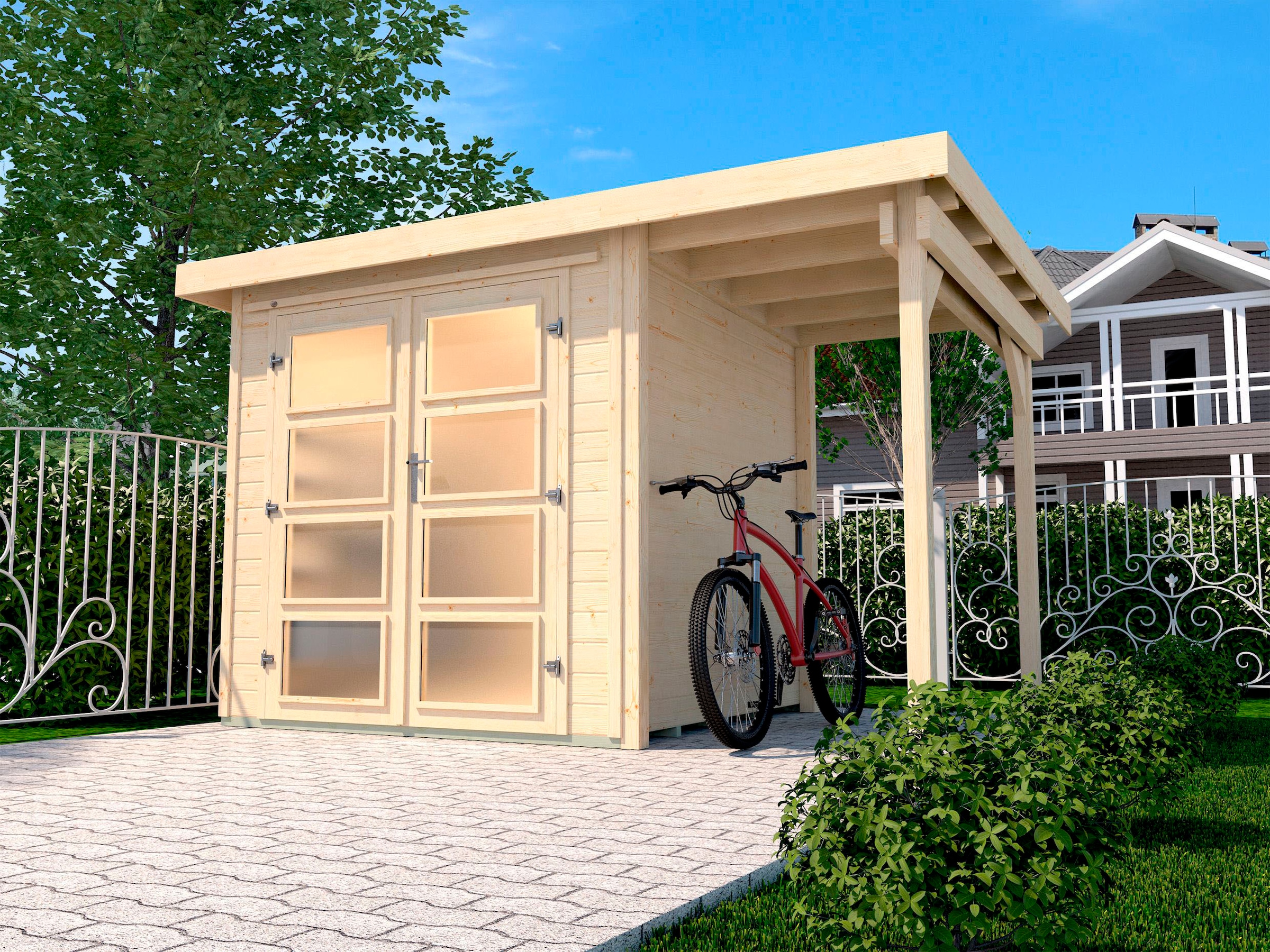 weka Gartenhaus »321 A Gr.3, natur, 19 mm, Anbau 115 cm«