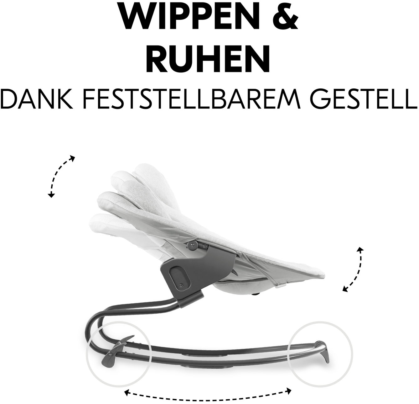 Hauck Babywippe »Alpha Bouncer Premium, Light Grey«, bis 9 kg, für Neugeborene mit Wippgestell, für Hochstuhl Alpha+ und Beta+