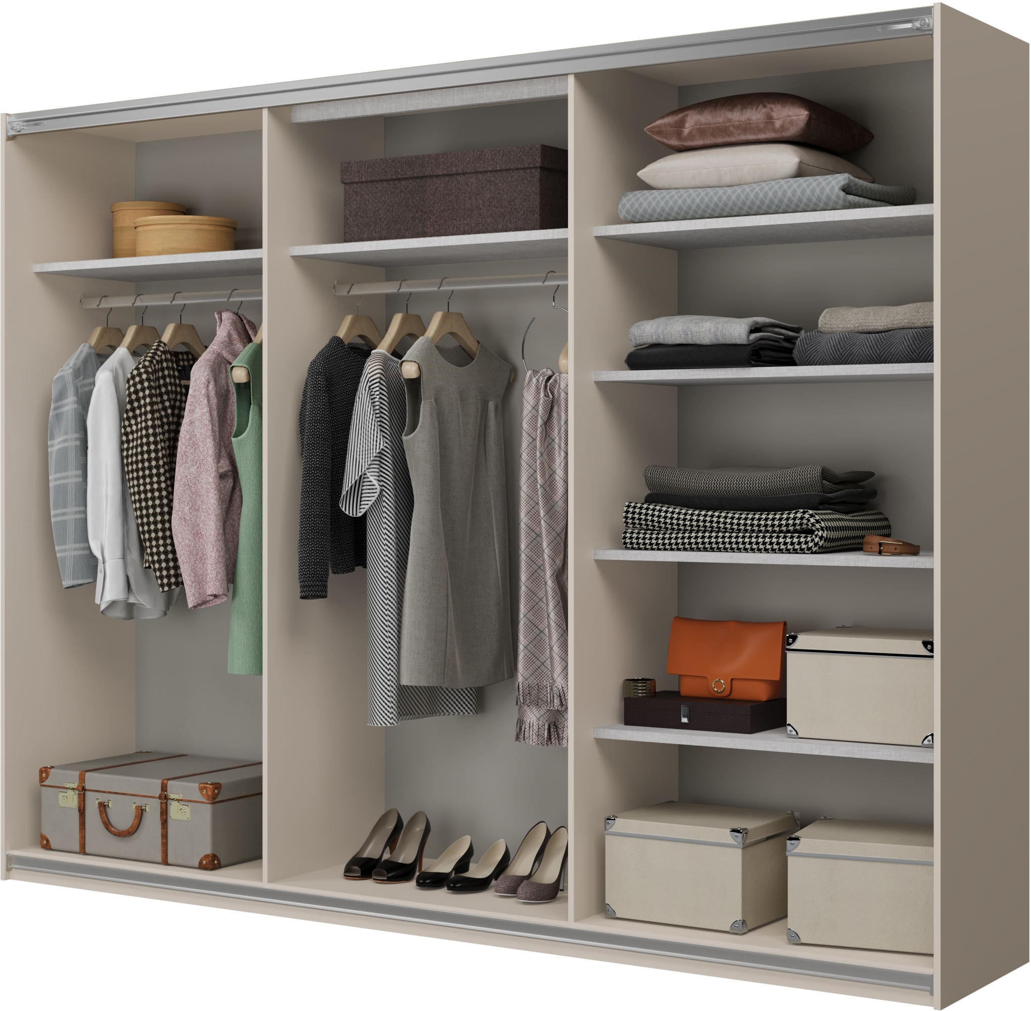 Home affaire Schiebetürenschrank »Cube Garderobenschrank incl.kompletter Innenausstattung«, Moderner Kleiderschrank, Schiebetürenschrank, Garderobe