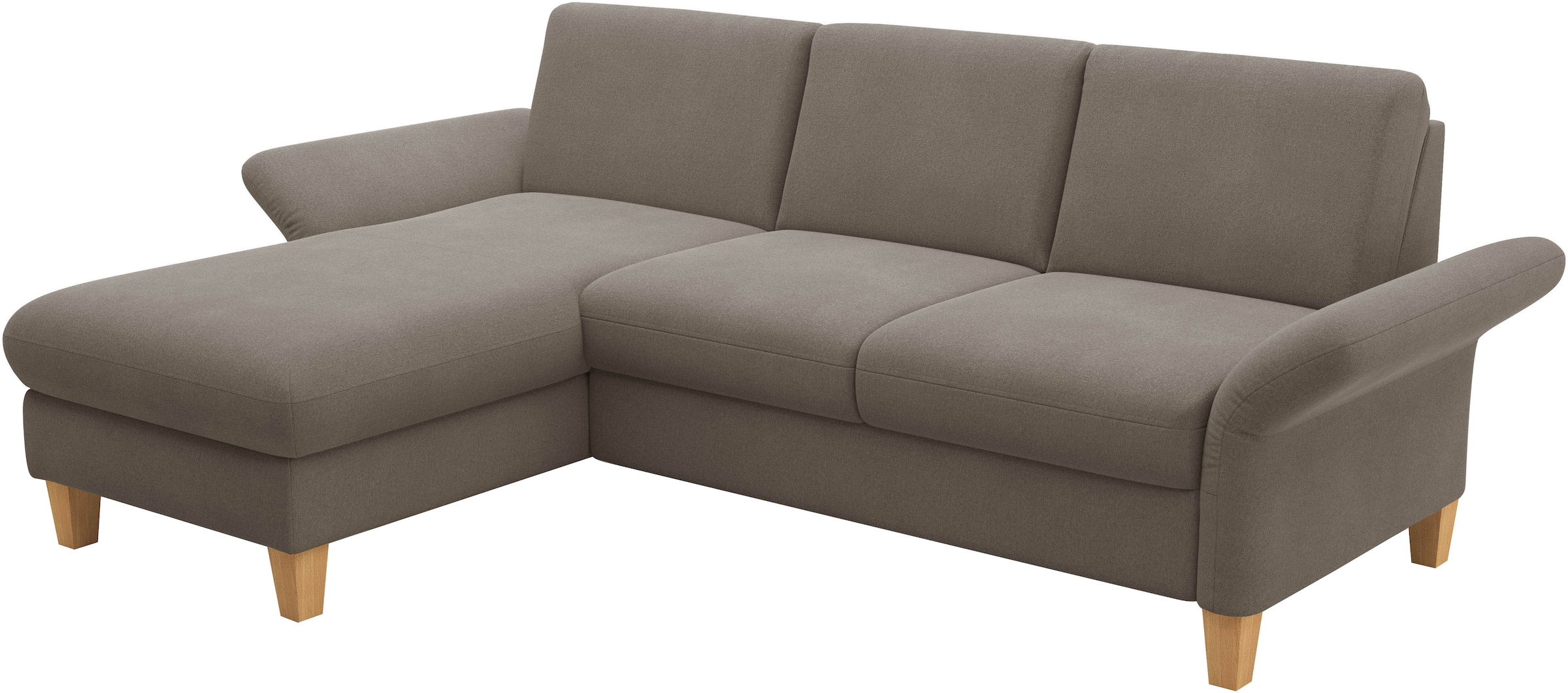 Home affaire Ecksofa »Rochelle«, wahlweise mit Armlverstellung, Klappbett mit Rollen & Bettkasten