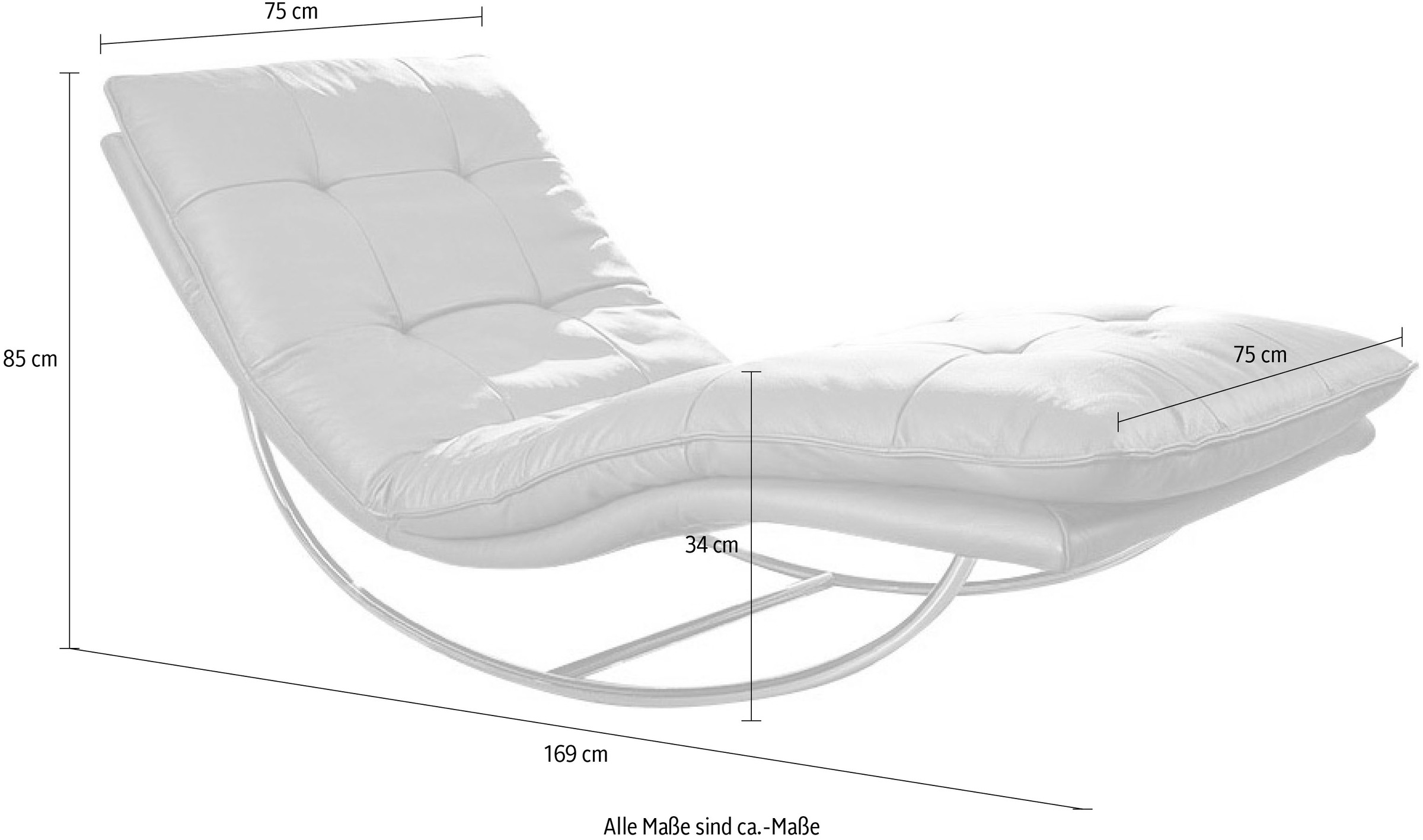 W.SCHILLIG Relaxliege »daily dreams«, in Waffelkissen-Optik, Schaukelgestell silber matt, in 2 Breiten