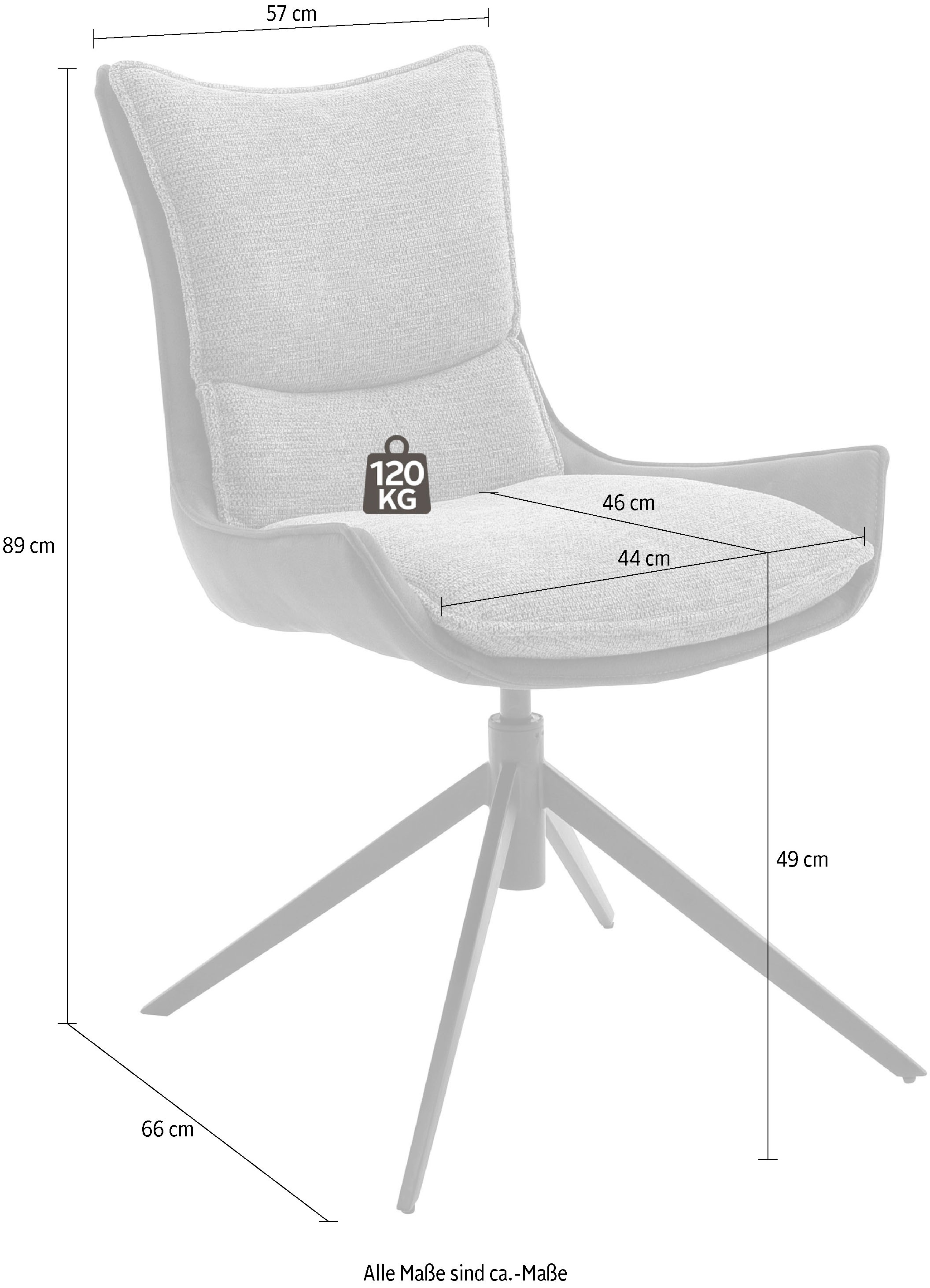MCA furniture 4-Fußstuhl »Kitami«, (Set), 2 St., Esszimmerstuhl drehbar 360° mit Nivellierung, Stoffbezug, bis 120 kg