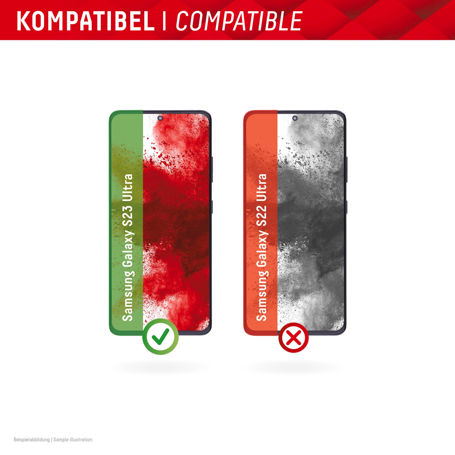 Displex Displayschutzglas »Real Glass + Case - Samsung Galaxy S23 Ultra«, Displayschutzfolie Displayschutz Rundumschutz 360 Grad splitterfest