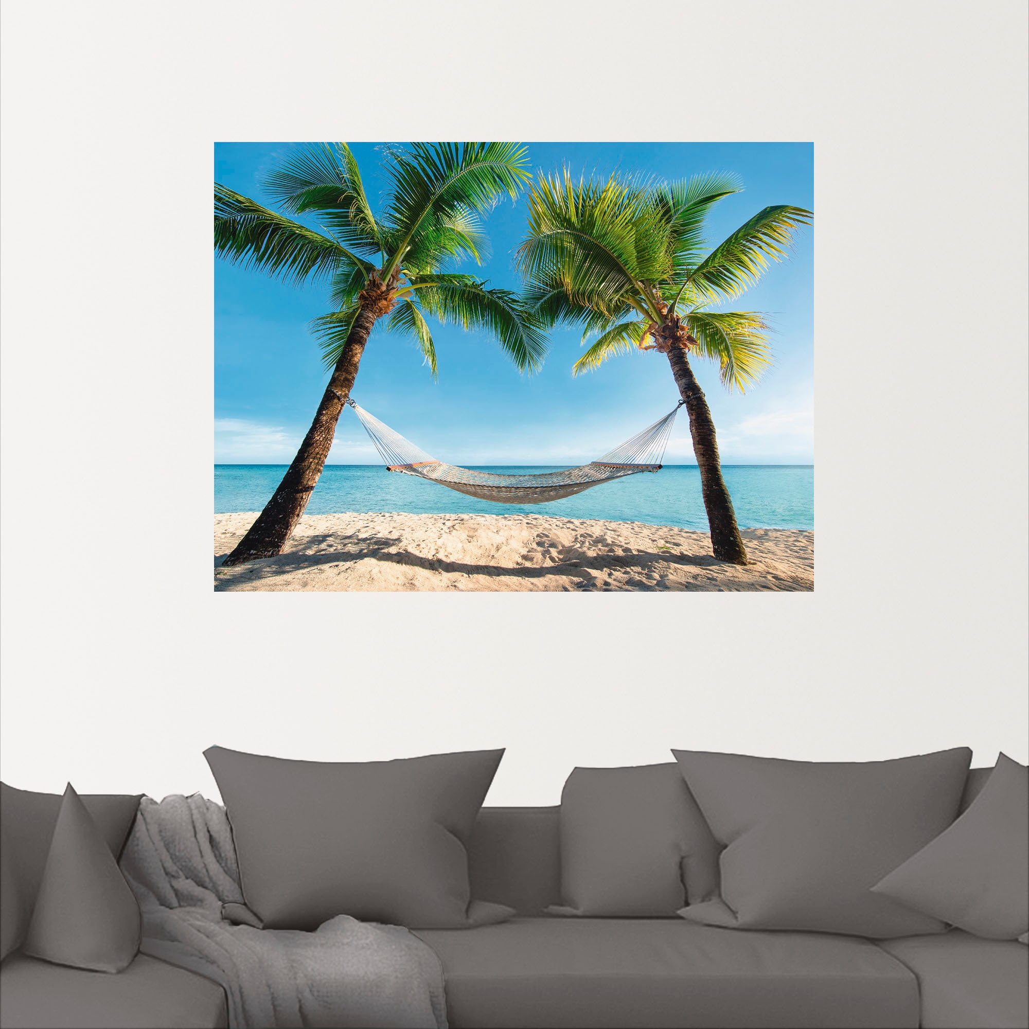 Artland Wandbild »Palmenstrand Karibik mit Hängematte«, Amerika, (1 St.), als Leinwandbild, Poster, Wandaufkleber in verschied. Größen