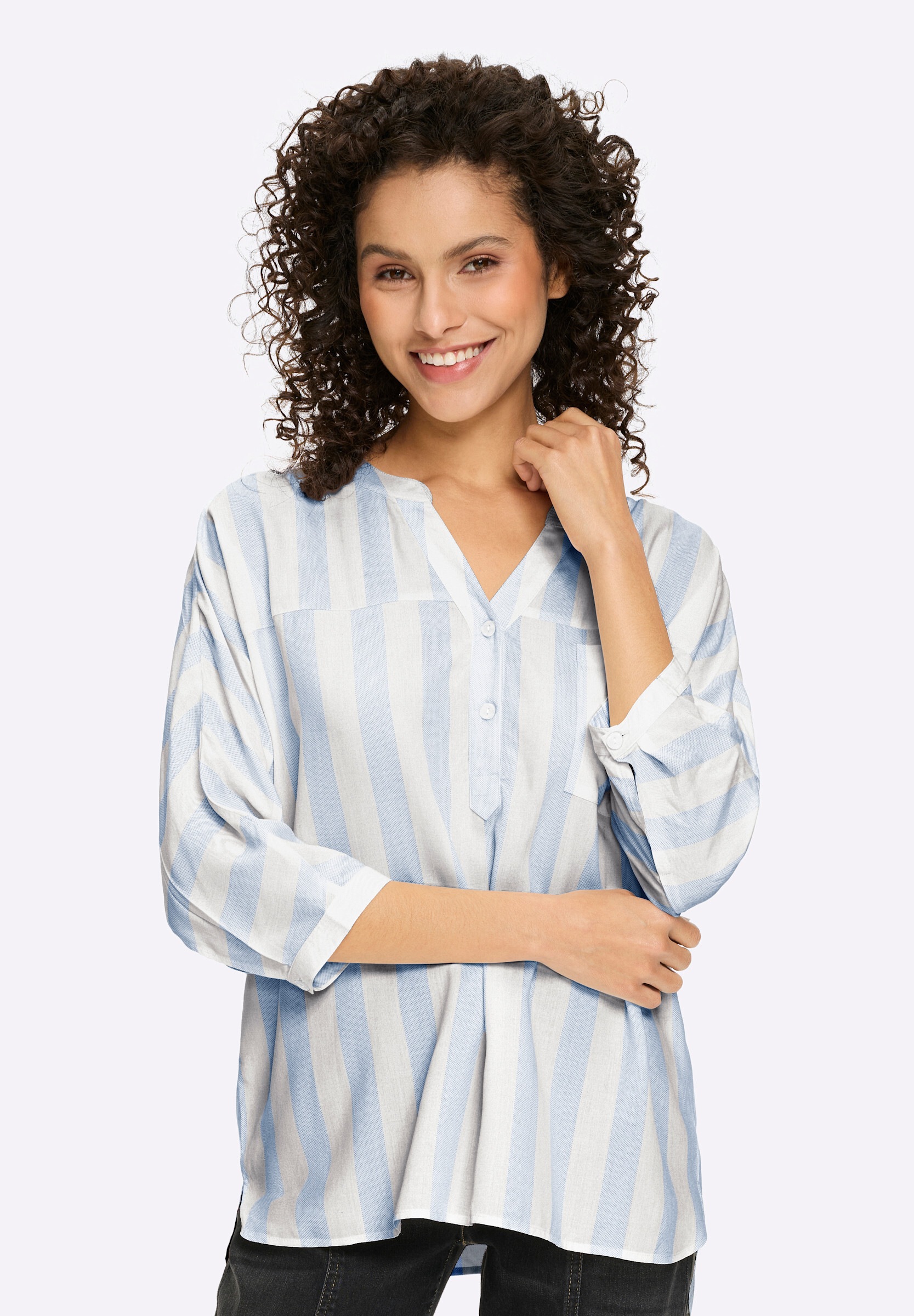 heine Schlupfbluse »Bluse Gestreifte Bluse mit Fledermausärmeln«