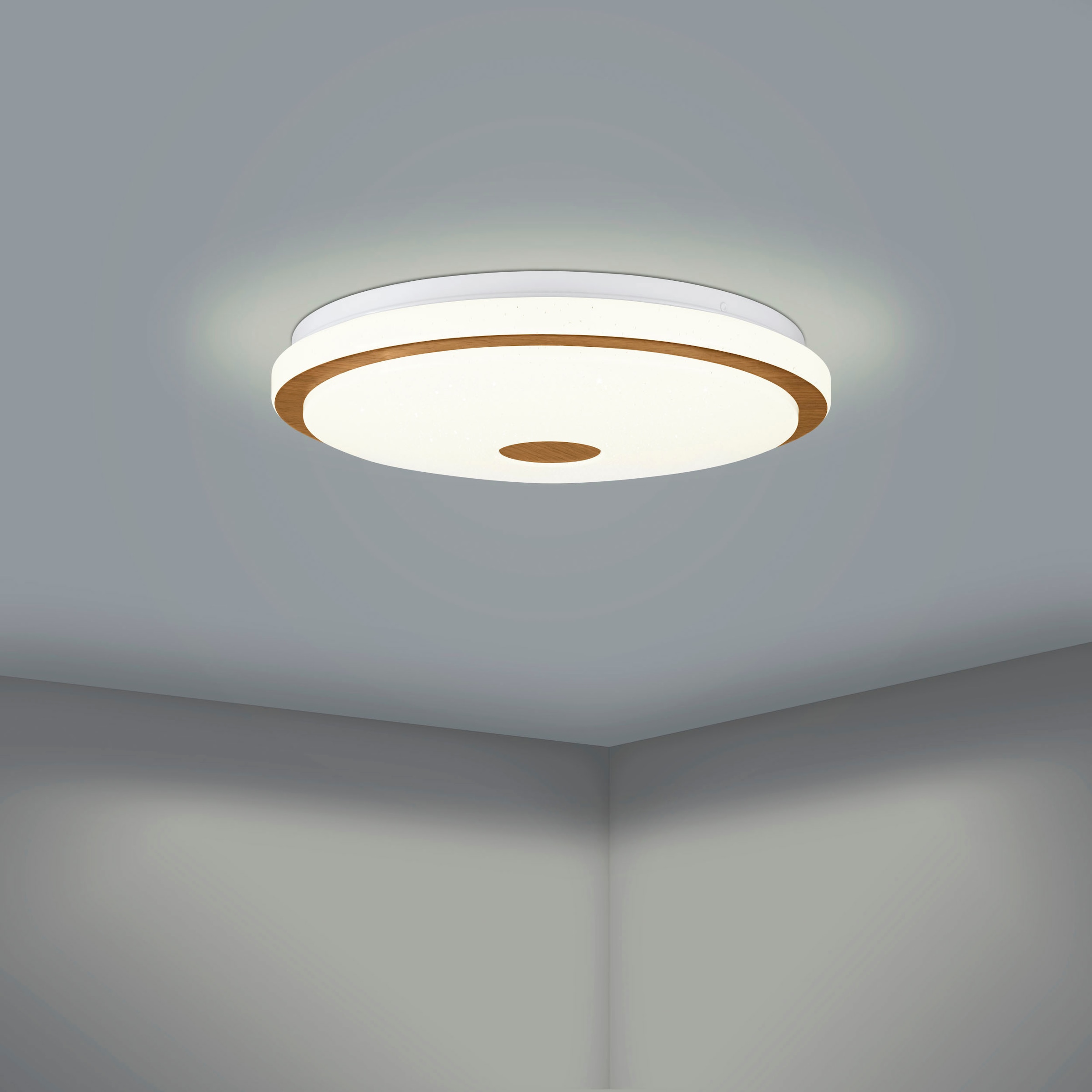 EGLO LED-Deckenleuchte »LANCIANO 1« in weiß und braun aus Stahl, Holz /  inkl. LED fest integriert - 35 Watt, Durchm. ca. 48 cm online kaufen | mit  3 Jahren XXL Garantie | Deckenlampen