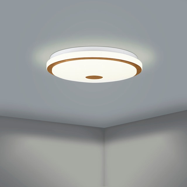 EGLO LED-Deckenleuchte »LANCIANO 1« in weiß und braun aus Stahl, Holz /  inkl. LED fest integriert - 35 Watt, Durchm. ca. 48 cm online kaufen | mit  3 Jahren XXL Garantie